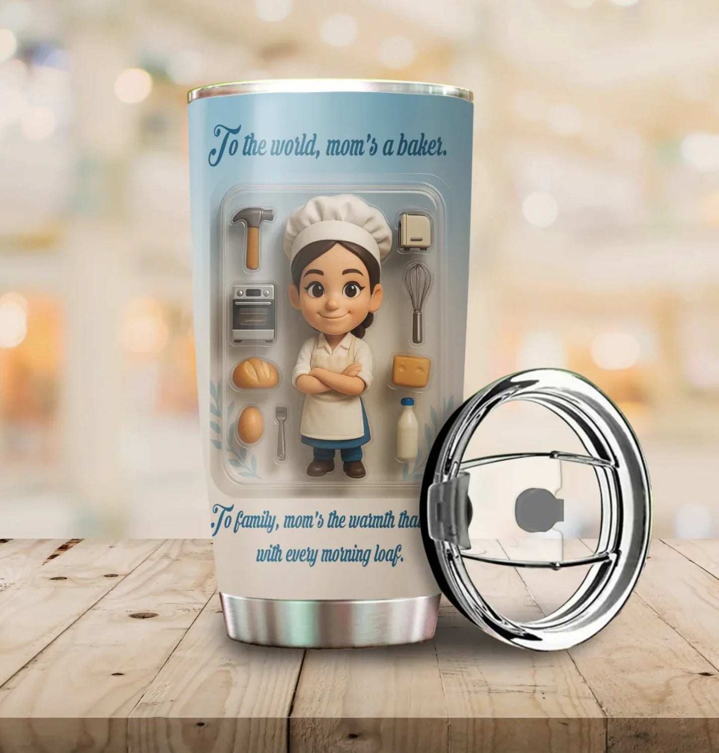 Baker Mom Mother’s Day Gift - Custom Chibi Photo & Name – Personalized 20oz Tumbler - Custom Choo