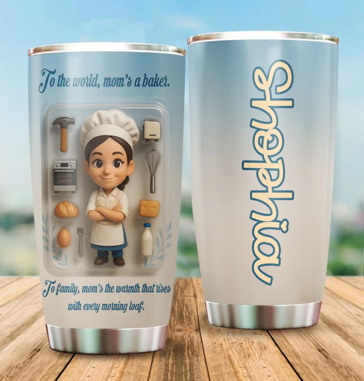 Baker Mom Mother’s Day Gift - Custom Chibi Photo & Name – Personalized 20oz Tumbler - Custom Choo