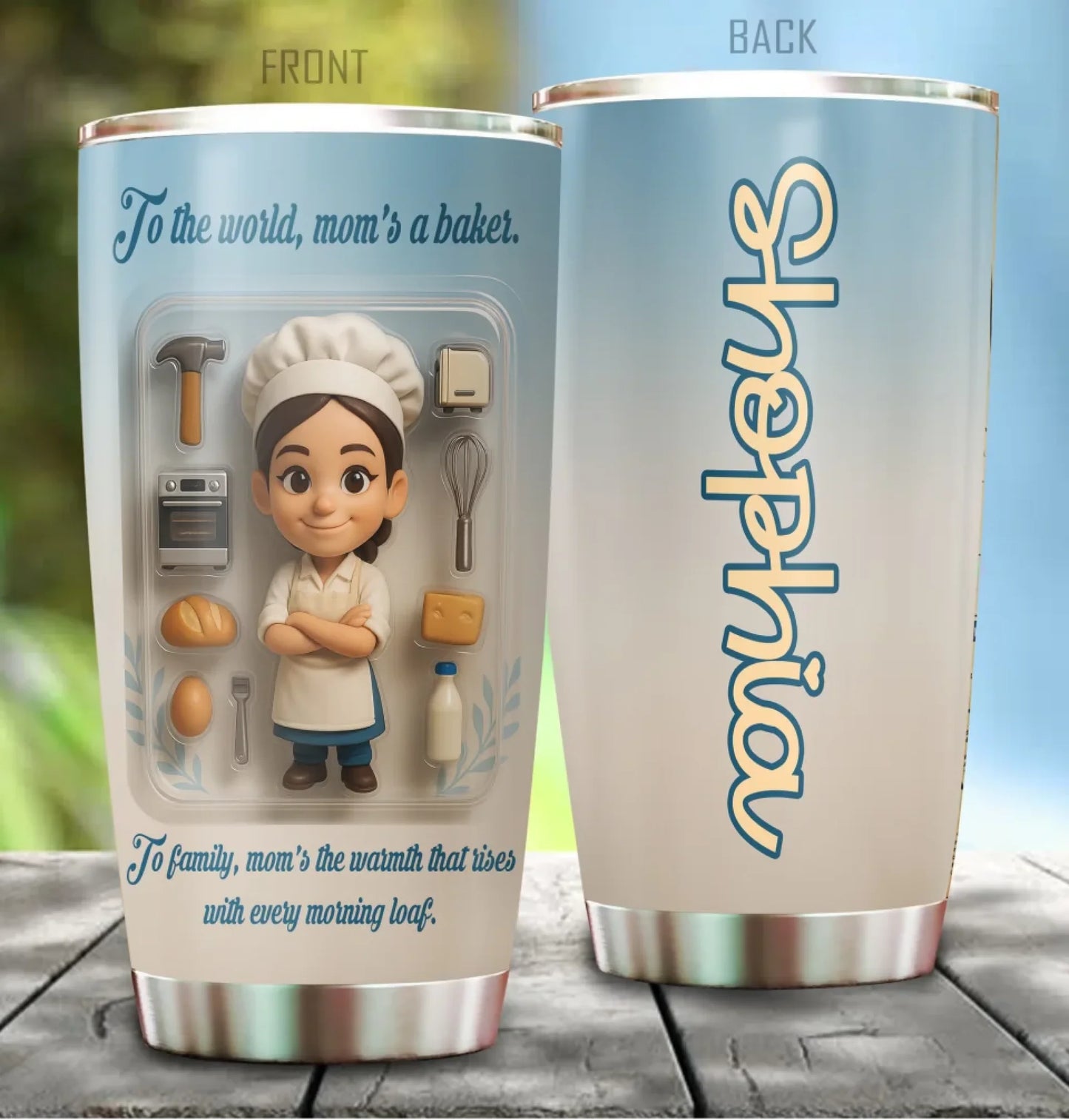 Baker Mom Mother’s Day Gift - Custom Chibi Photo & Name – Personalized 20oz Tumbler - Custom Choo