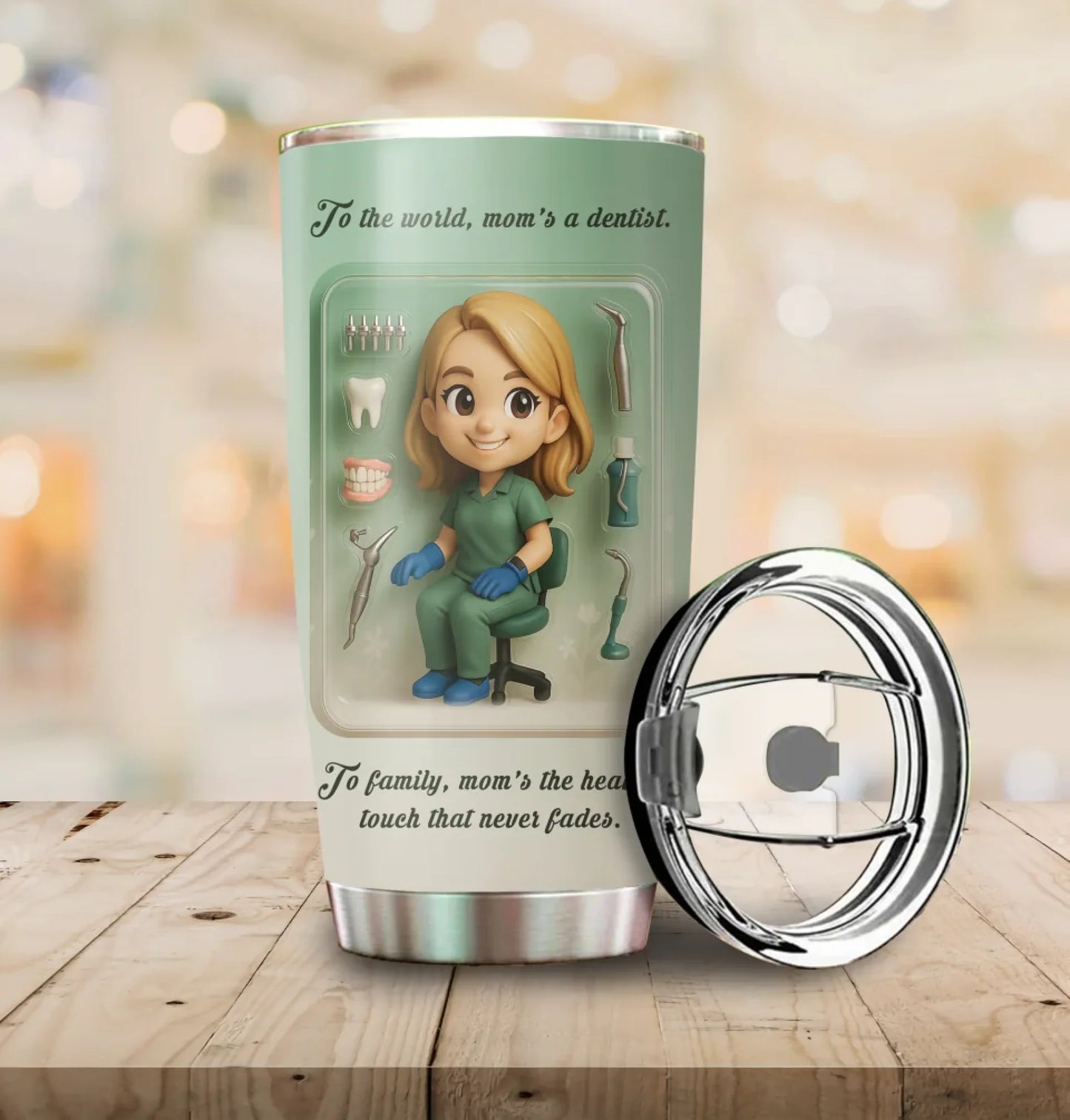 Dentist Mom Mother’s Day Gift - Custom Chibi Photo & Name – Personalized 20oz Tumbler - Custom Choo