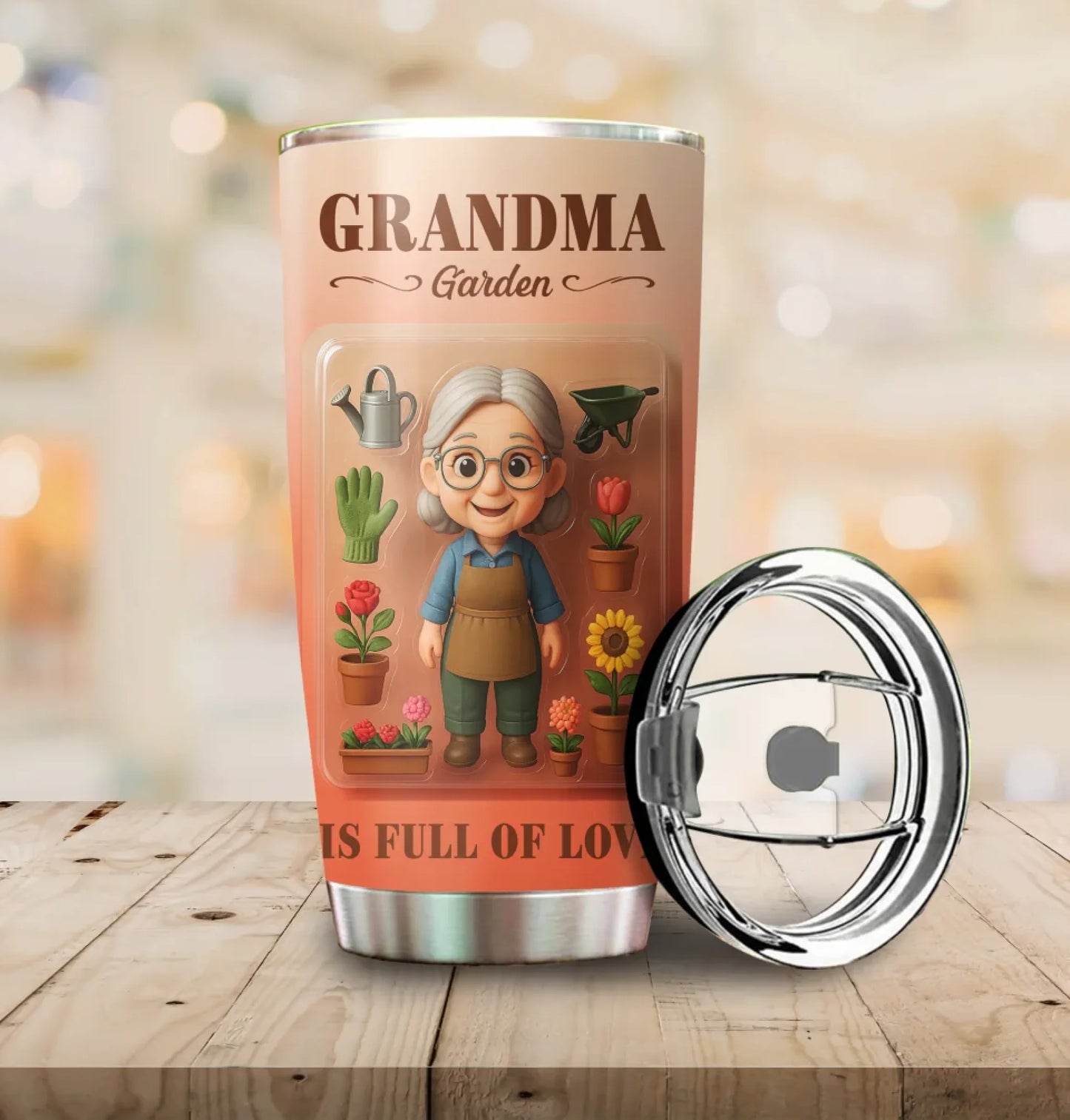 Grandma Garden Mother’s Day Gift - Custom Chibi Photo & Name – Personalized 20oz Tumbler - Custom Choo