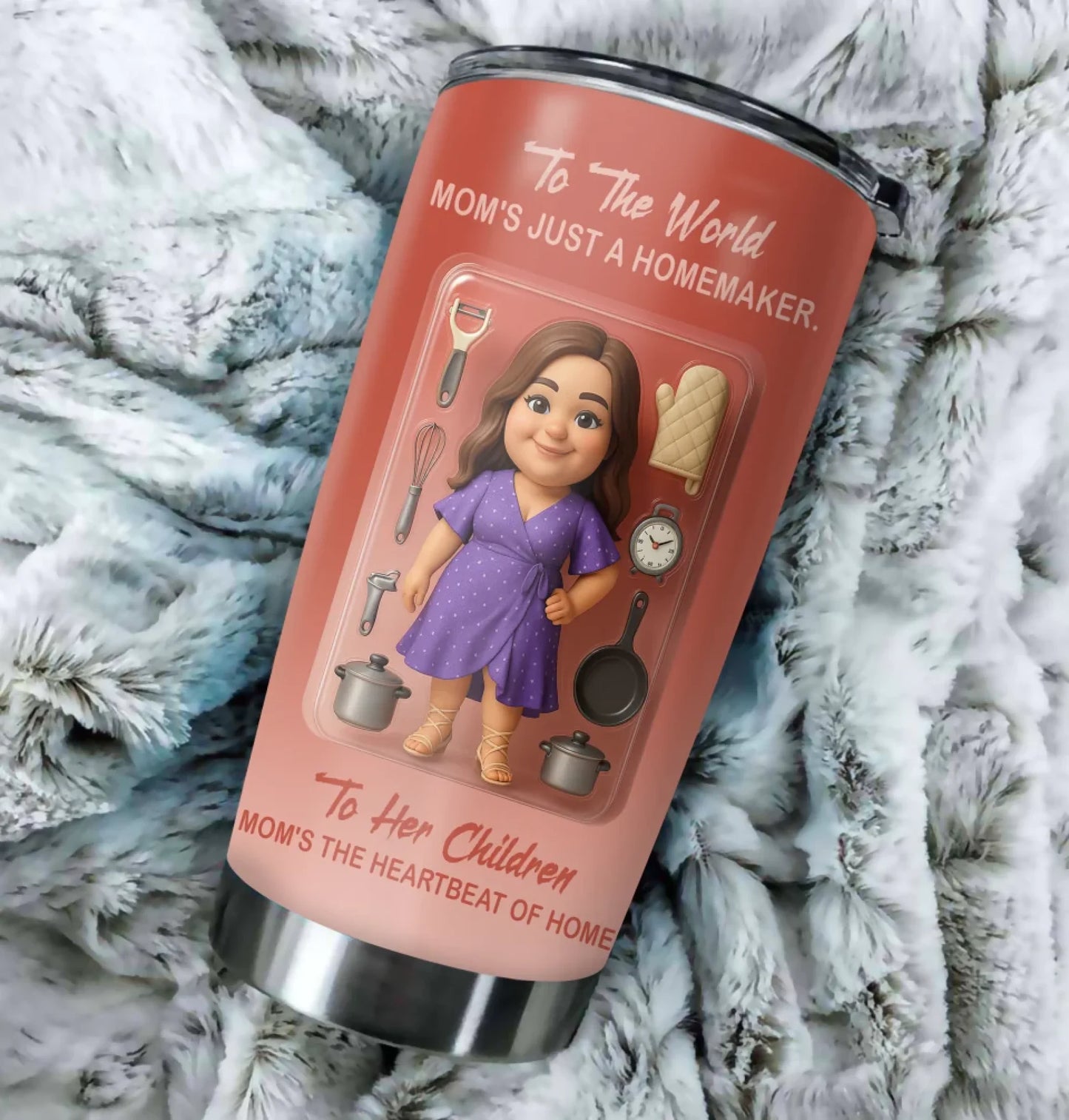 Homemaker Mom Mother’s Day Gift - Custom Chibi Photo & Name – Personalized 20oz Tumbler - Custom Choo