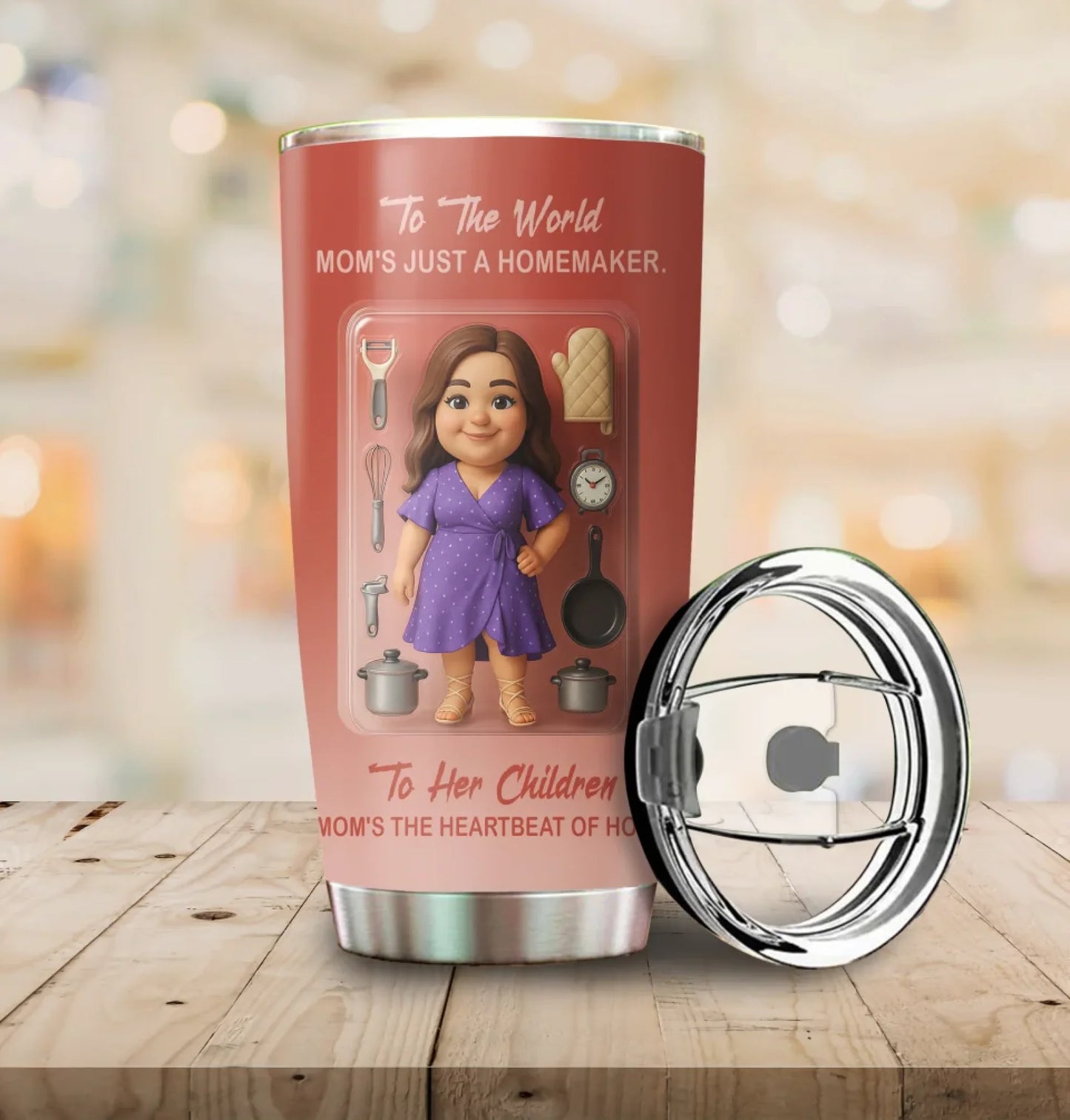Homemaker Mom Mother’s Day Gift - Custom Chibi Photo & Name – Personalized 20oz Tumbler - Custom Choo