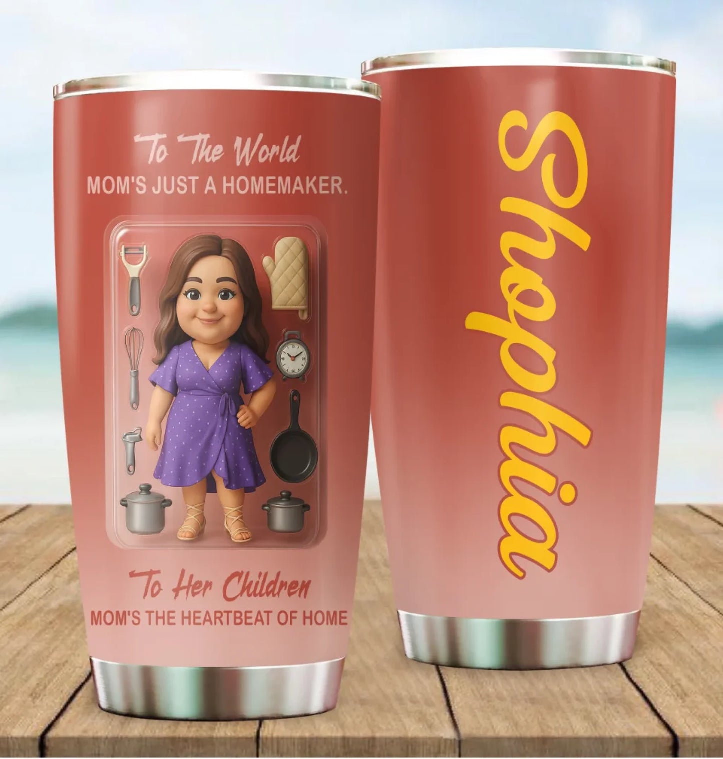 Homemaker Mom Mother’s Day Gift - Custom Chibi Photo & Name – Personalized 20oz Tumbler - Custom Choo