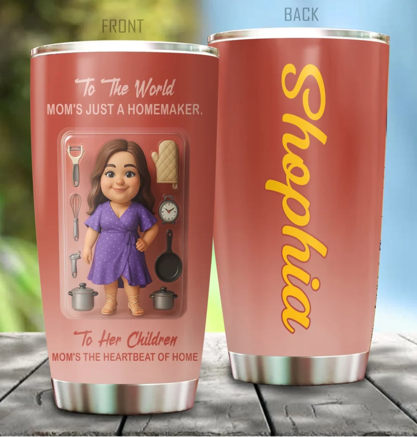 Homemaker Mom Mother’s Day Gift - Custom Chibi Photo & Name – Personalized 20oz Tumbler - Custom Choo