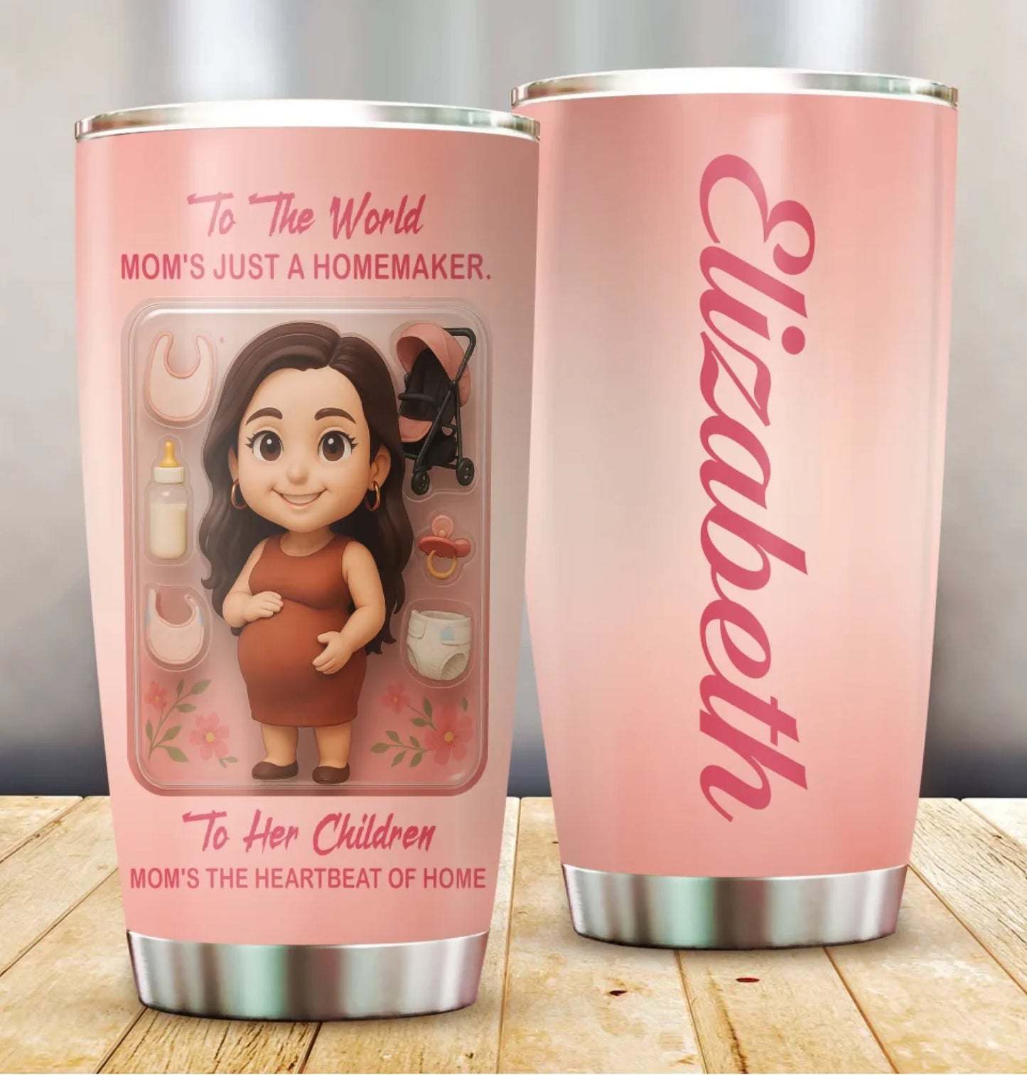 New Mom Mother’s Day Gift - Custom Chibi Photo & Name – Personalized 20oz Tumbler - Custom Choo