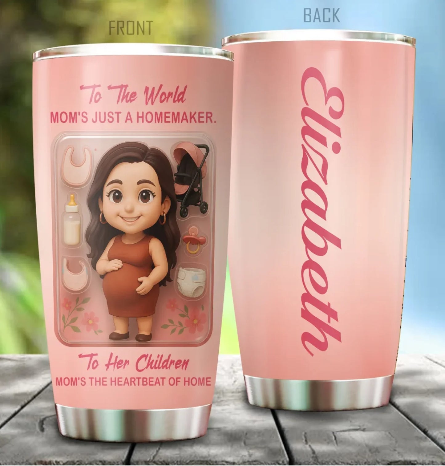 New Mom Mother’s Day Gift - Custom Chibi Photo & Name – Personalized 20oz Tumbler - Custom Choo