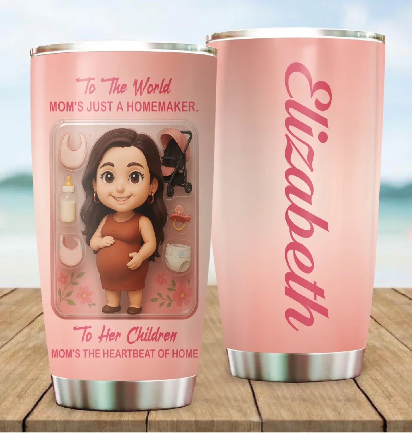 New Mom Mother’s Day Gift - Custom Chibi Photo & Name – Personalized 20oz Tumbler - Custom Choo