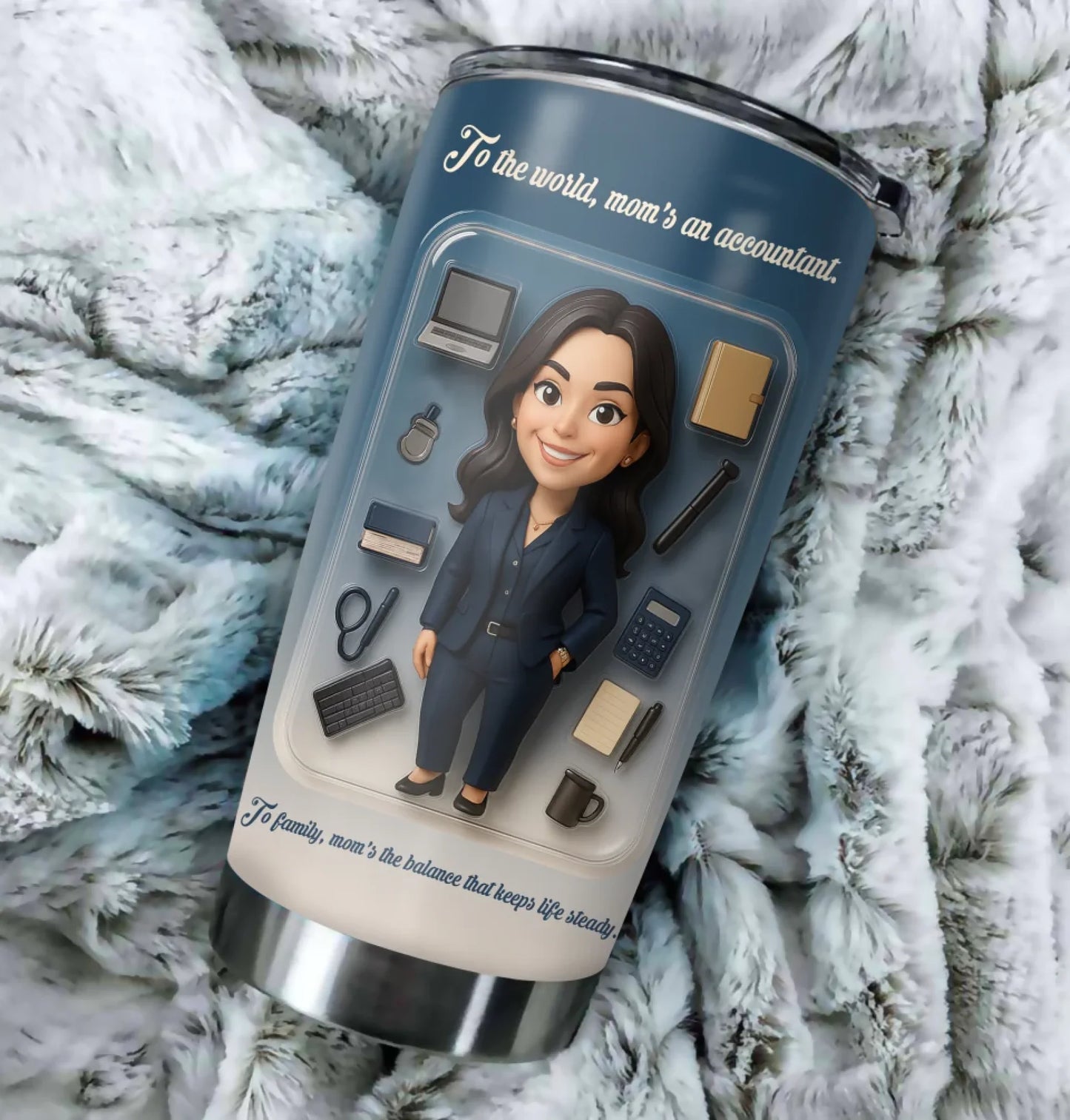 Accountant Mom Mother’s Day Gift - Custom Chibi Photo & Name – Personalized 20oz Tumbler - Custom Choo
