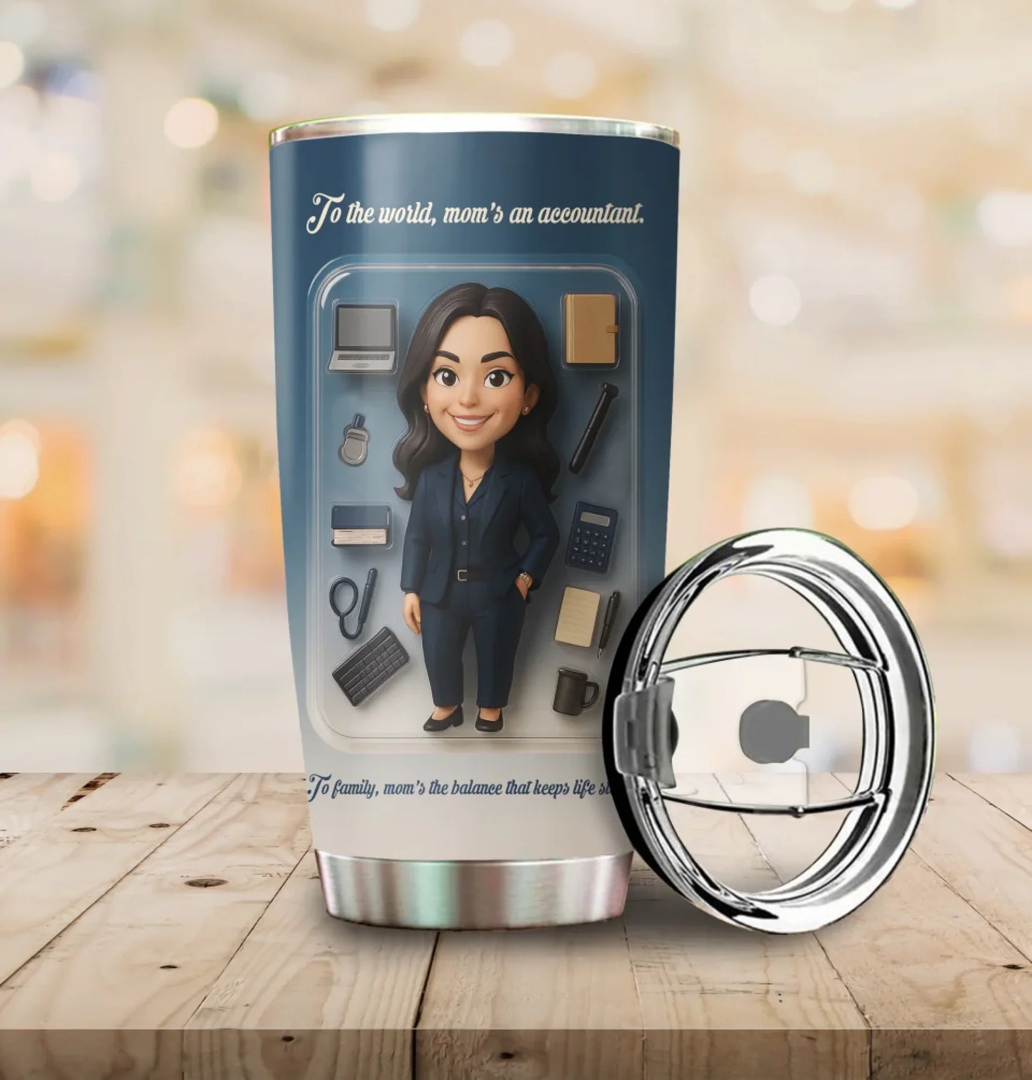 Accountant Mom Mother’s Day Gift - Custom Chibi Photo & Name – Personalized 20oz Tumbler - Custom Choo