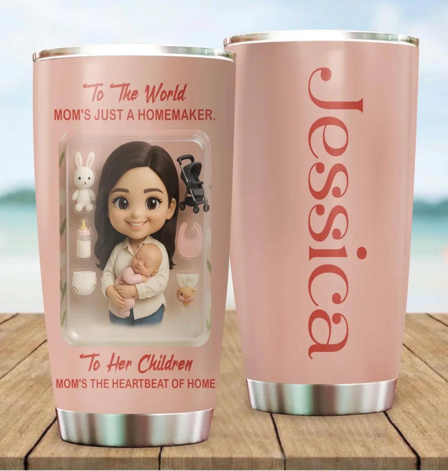New Mom Mother’s Day Gift - Custom Chibi Photo & Name – Personalized 20oz Tumbler - Custom Choo