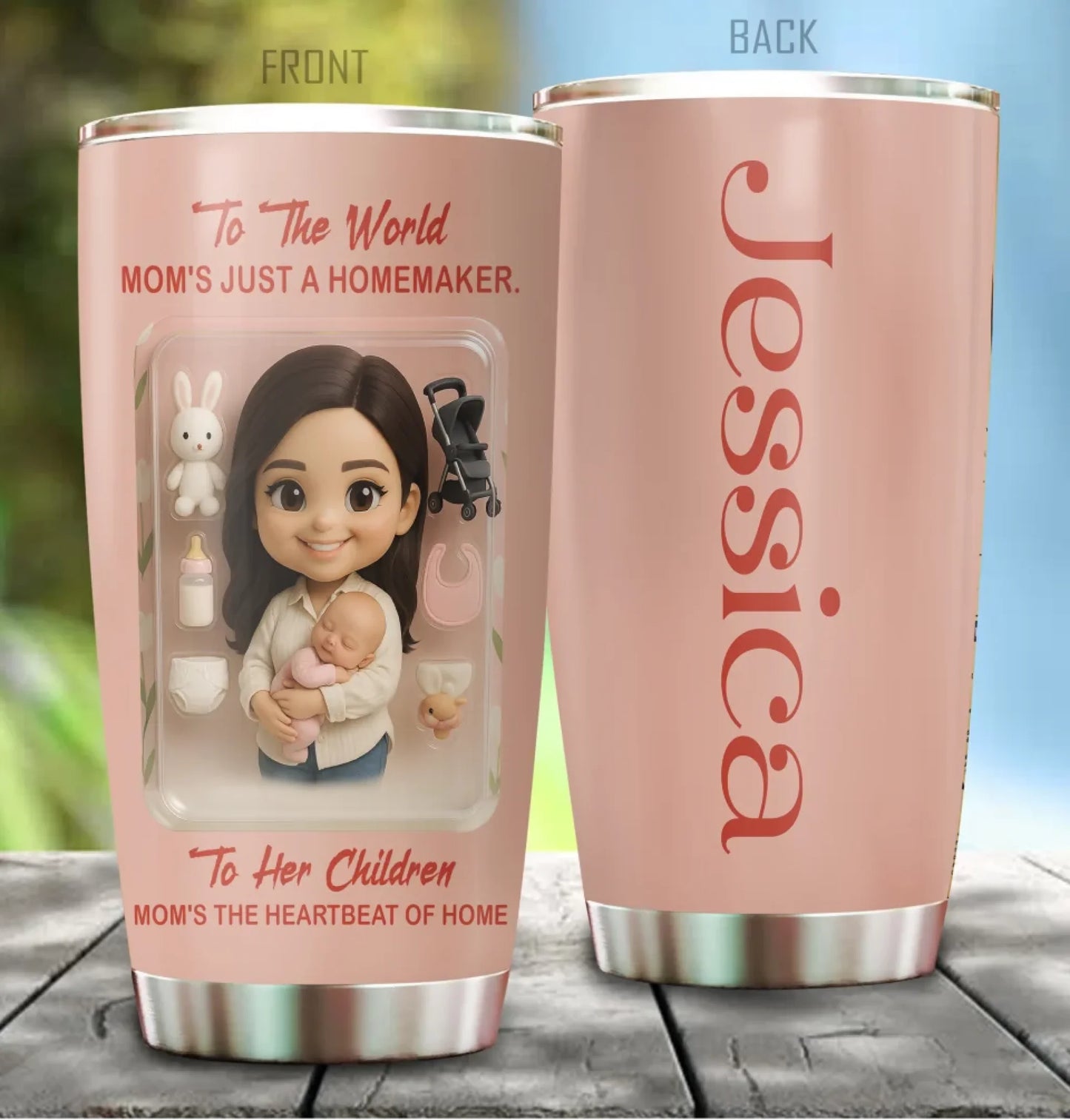 New Mom Mother’s Day Gift - Custom Chibi Photo & Name – Personalized 20oz Tumbler - Custom Choo