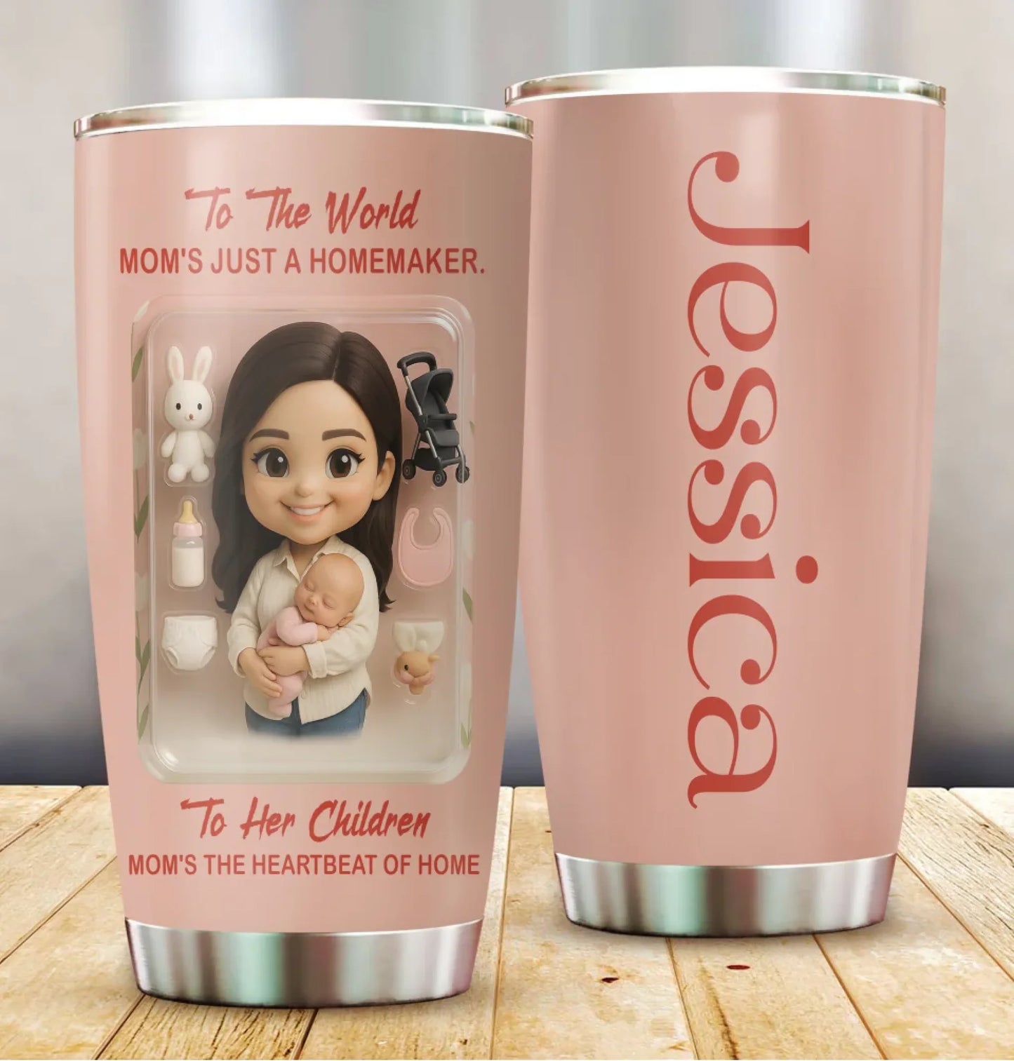 New Mom Mother’s Day Gift - Custom Chibi Photo & Name – Personalized 20oz Tumbler - Custom Choo