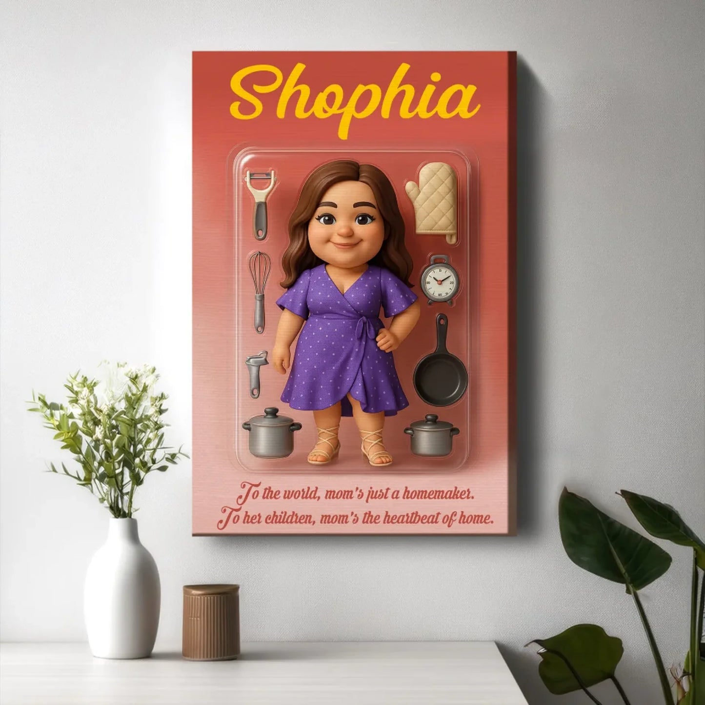 Mother’s Day Gift for Homemaker Mom - Custom Chibi Photo & Name – Personalized Wall Art - Custom Choo