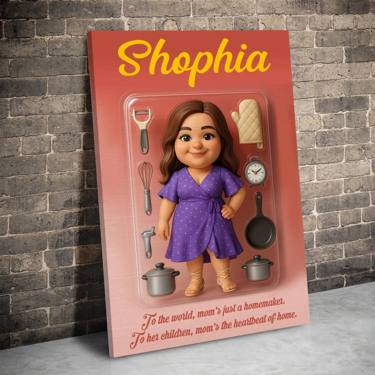 Mother’s Day Gift for Homemaker Mom - Custom Chibi Photo & Name – Personalized Wall Art - Custom Choo
