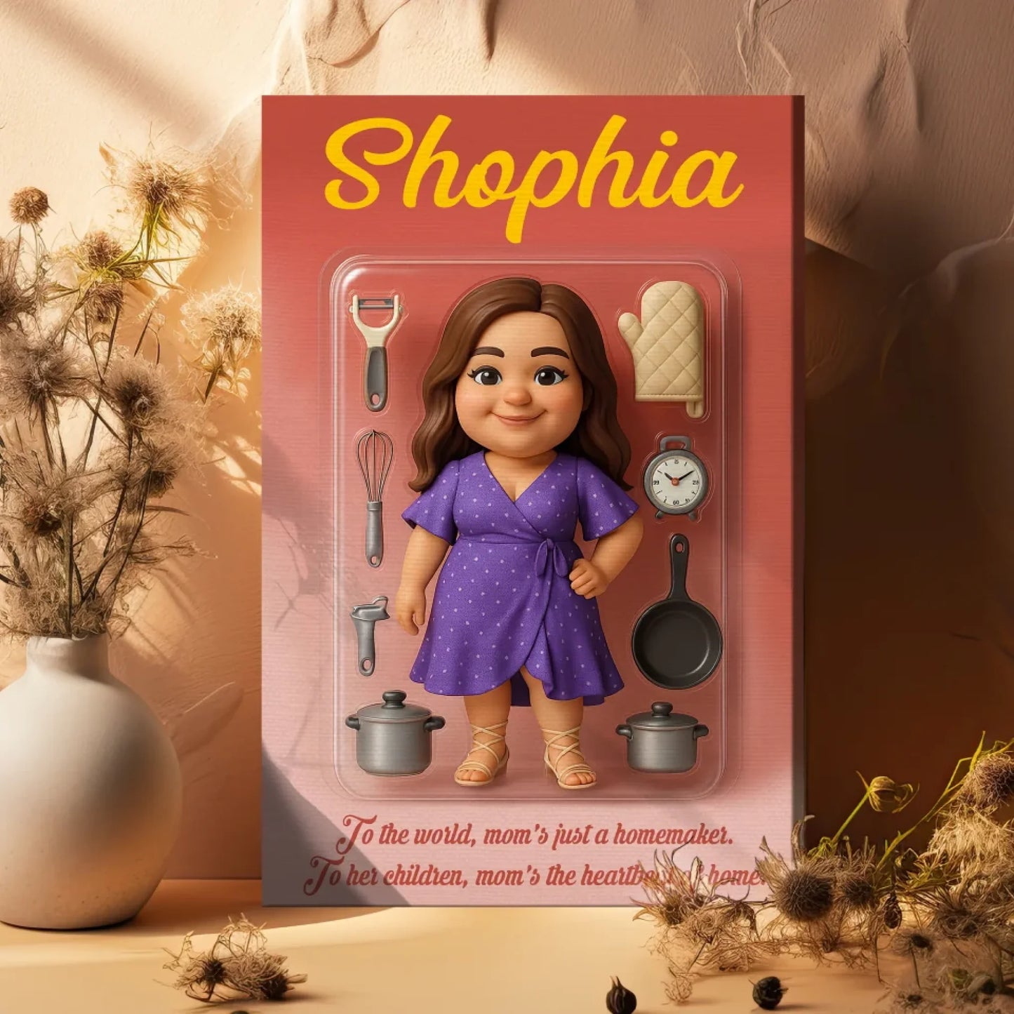Mother’s Day Gift for Homemaker Mom - Custom Chibi Photo & Name – Personalized Wall Art - Custom Choo
