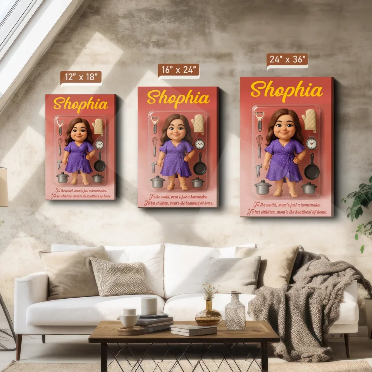 Mother’s Day Gift for Homemaker Mom - Custom Chibi Photo & Name – Personalized Wall Art - Custom Choo