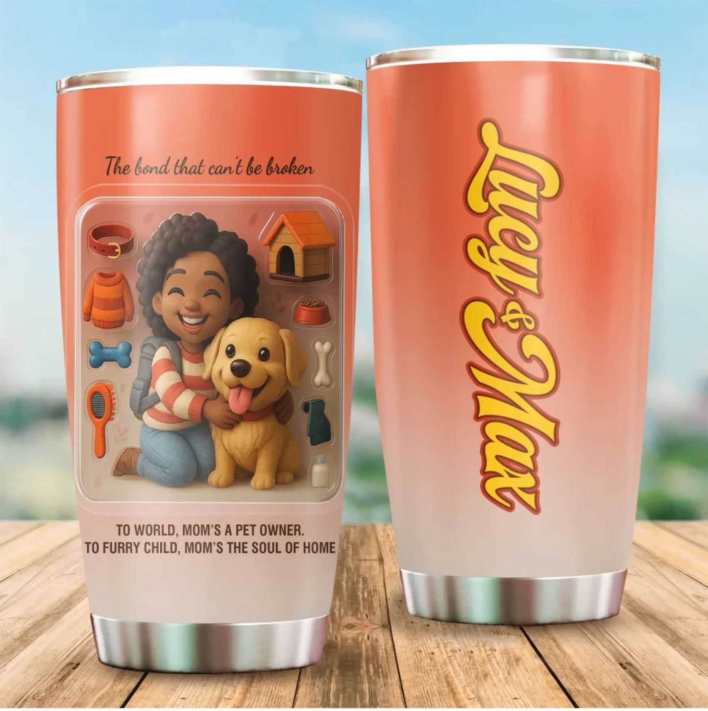 Dog Mom Mother’s Day Gift - Custom Chibi Photo & Name – Personalized 20oz Tumbler, Custom Choo