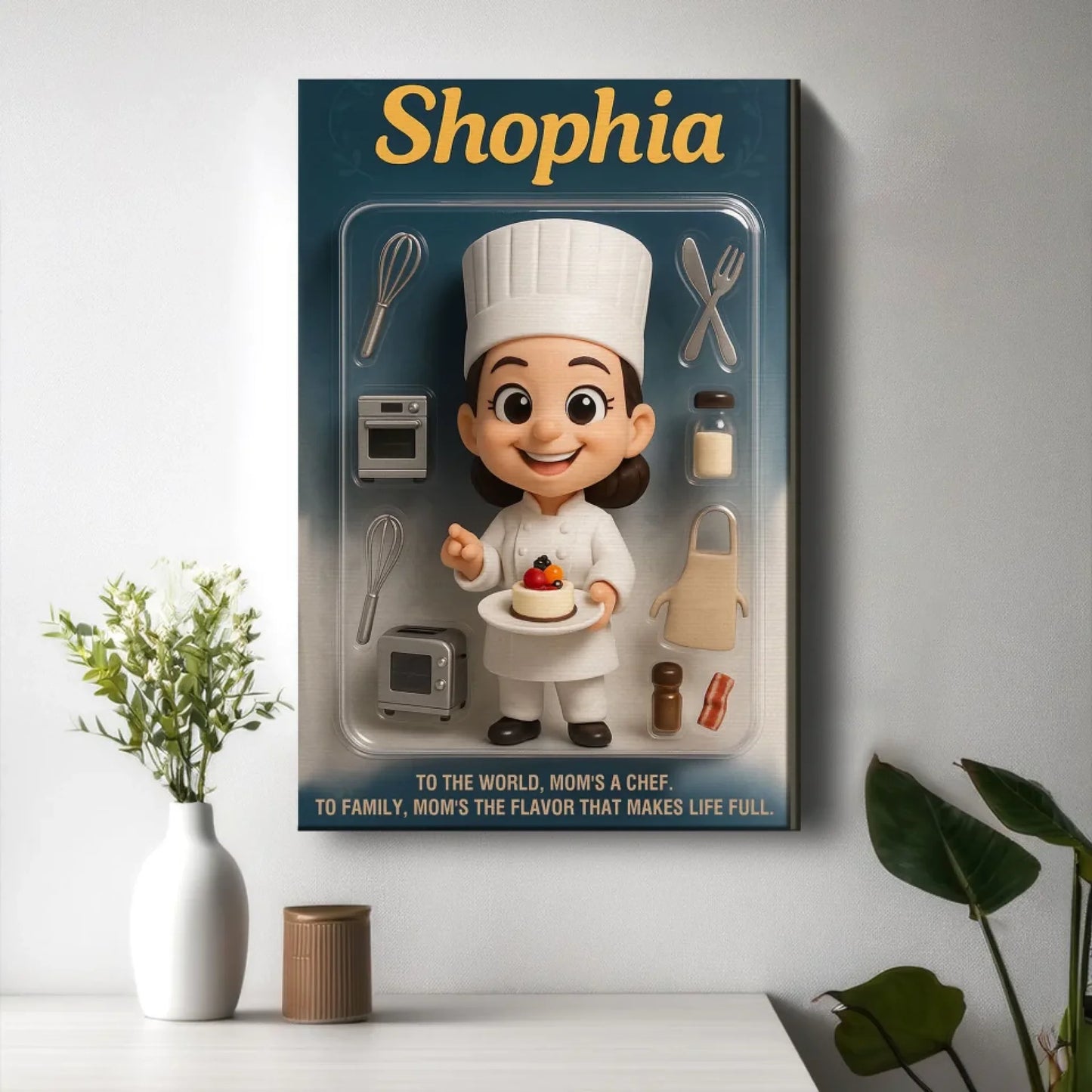 Mother’s Day Gift for Baker Mom - Custom Chibi Photo & Name – Personalized Wall Art - Custom Choo