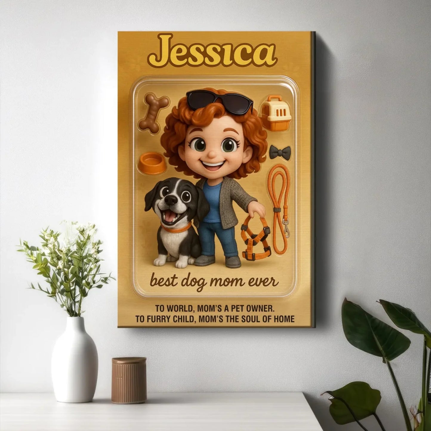 Mother’s Day Gift for Dog Mom - Custom Chibi Photo & Name – Personalized Wall Art - Custom Choo