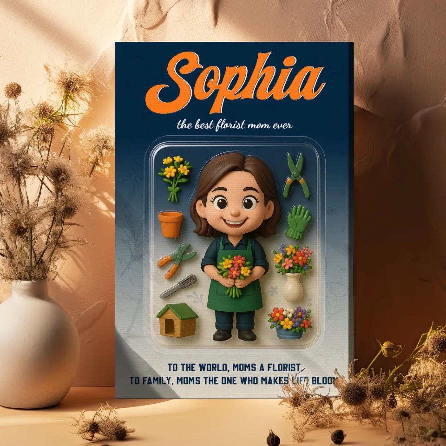 Mother’s Day Gift for Florist Mom - Custom Chibi Photo & Name – Personalized Wall Art - Custom Choo