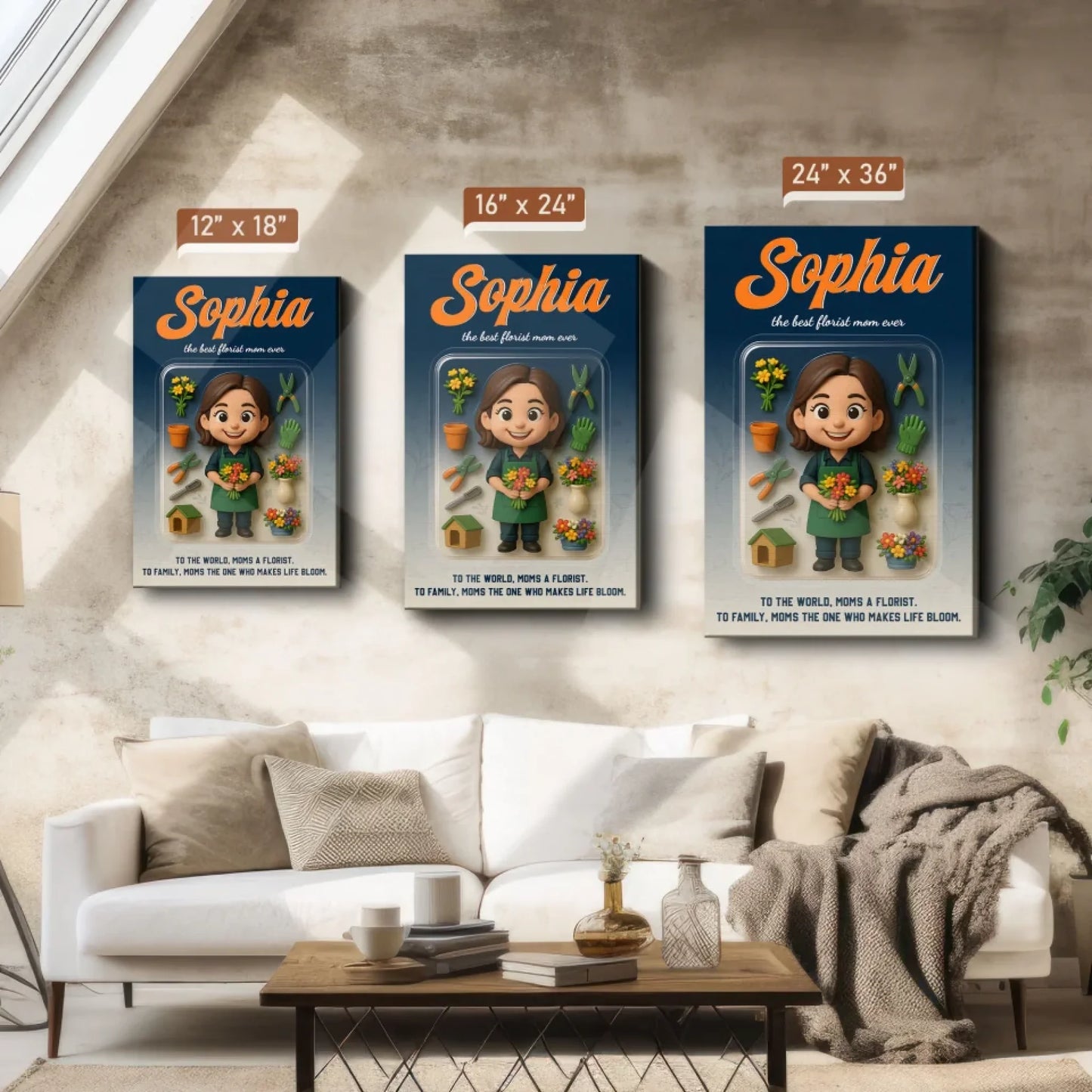 Mother’s Day Gift for Florist Mom - Custom Chibi Photo & Name – Personalized Wall Art - Custom Choo