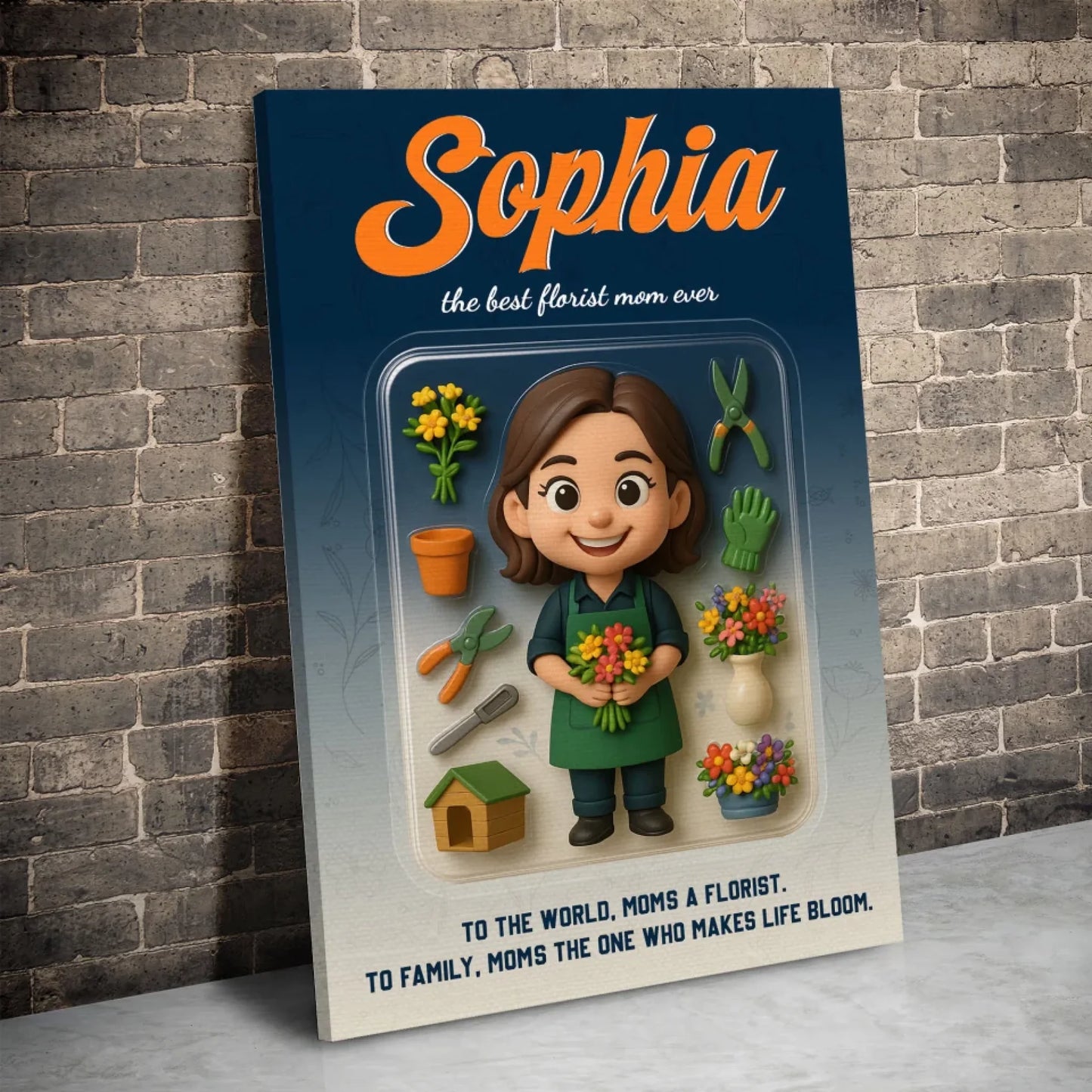 Mother’s Day Gift for Florist Mom - Custom Chibi Photo & Name – Personalized Wall Art - Custom Choo