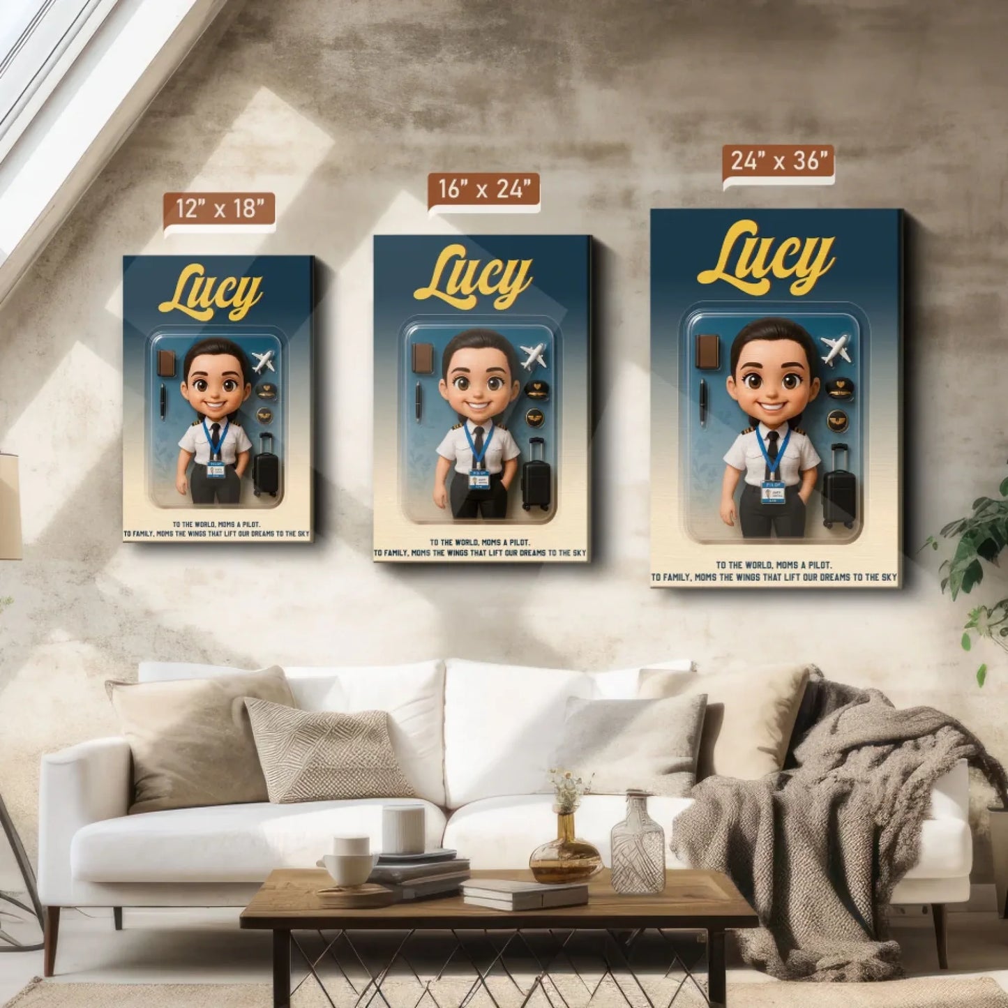 Mother’s Day Gift for Pilot Mom - Custom Chibi Photo & Name – Personalized Wall Art - Custom Choo