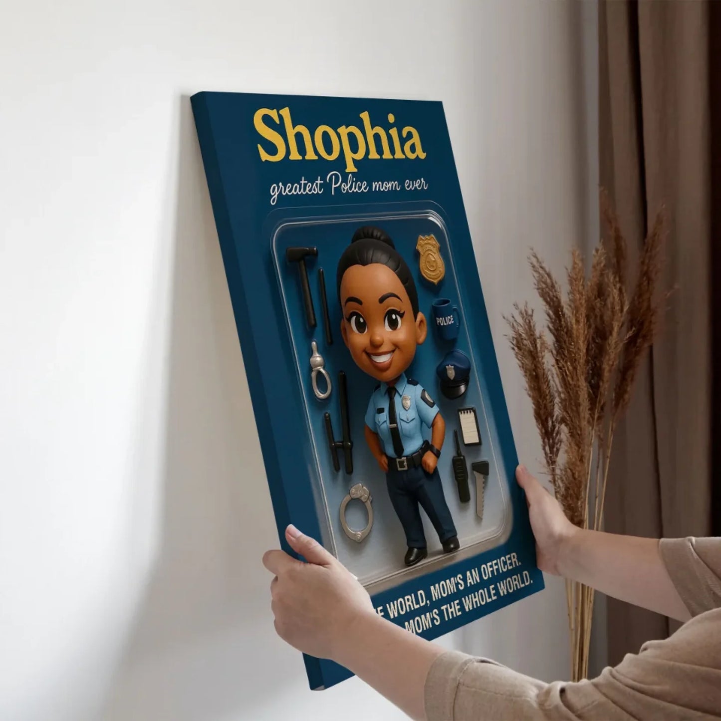 Mother’s Day Gift for Police Mom - Custom Chibi Photo & Name – Personalized Wall Art - Custom Choo