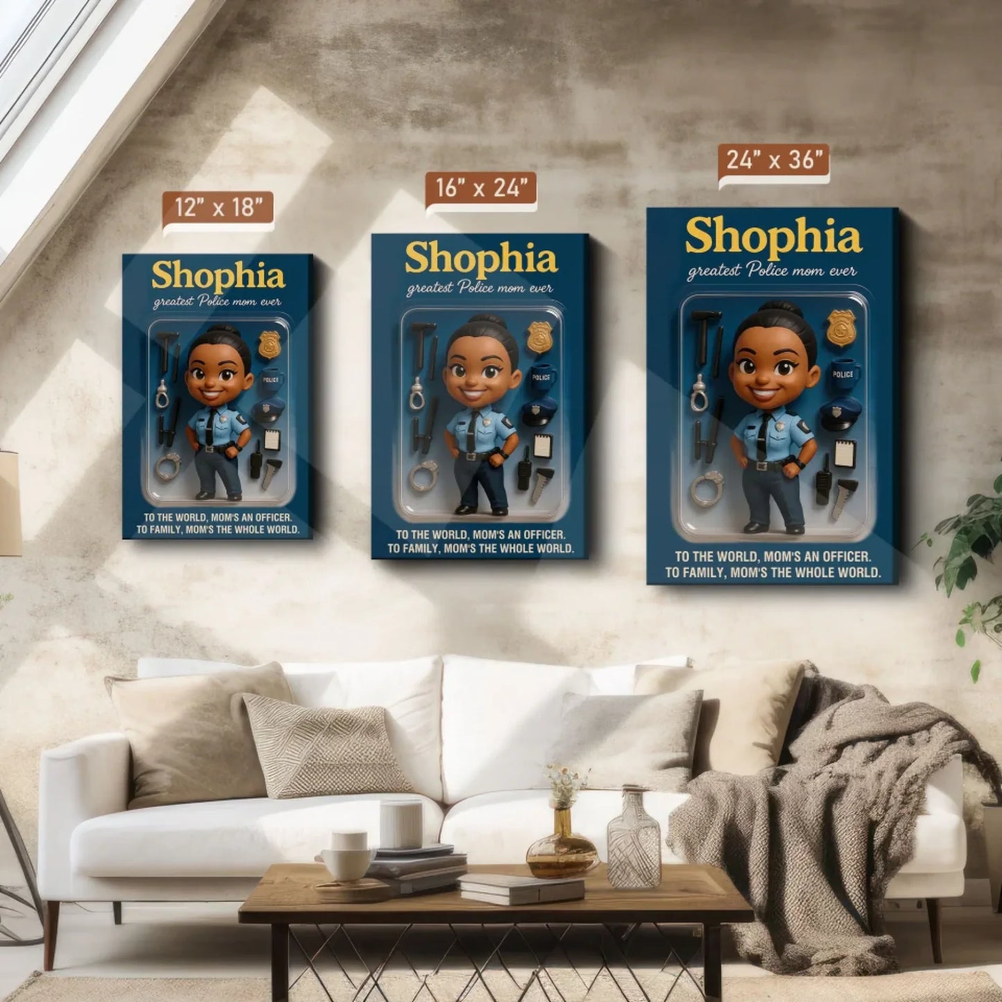 Mother’s Day Gift for Police Mom - Custom Chibi Photo & Name – Personalized Wall Art - Custom Choo