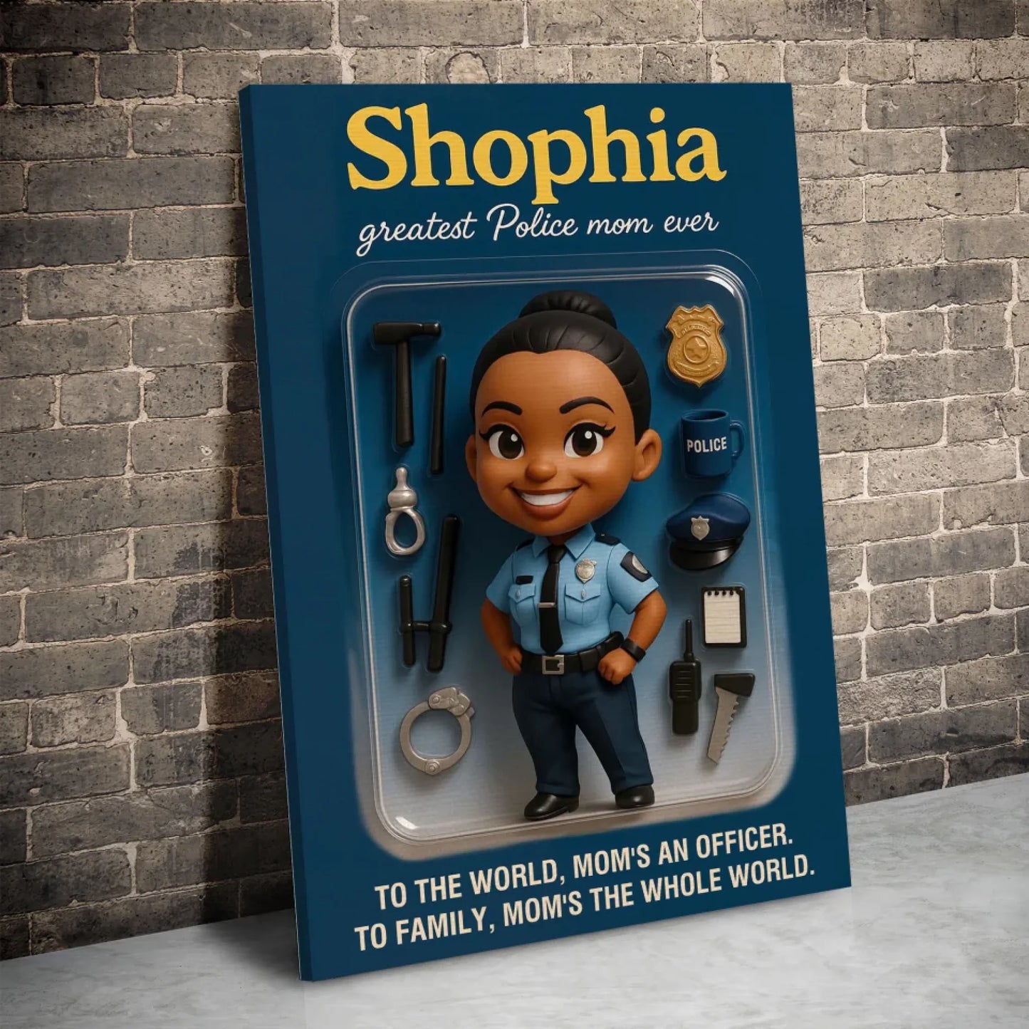Mother’s Day Gift for Police Mom - Custom Chibi Photo & Name – Personalized Wall Art - Custom Choo