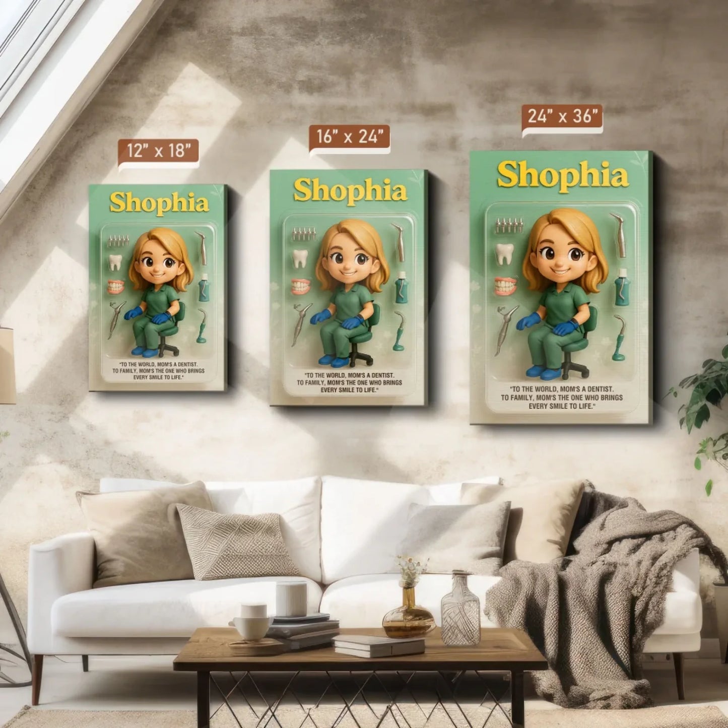 Mother’s Day Gift for Dentist Mom - Custom Chibi Photo & Name – Personalized Wall Art - Custom Choo