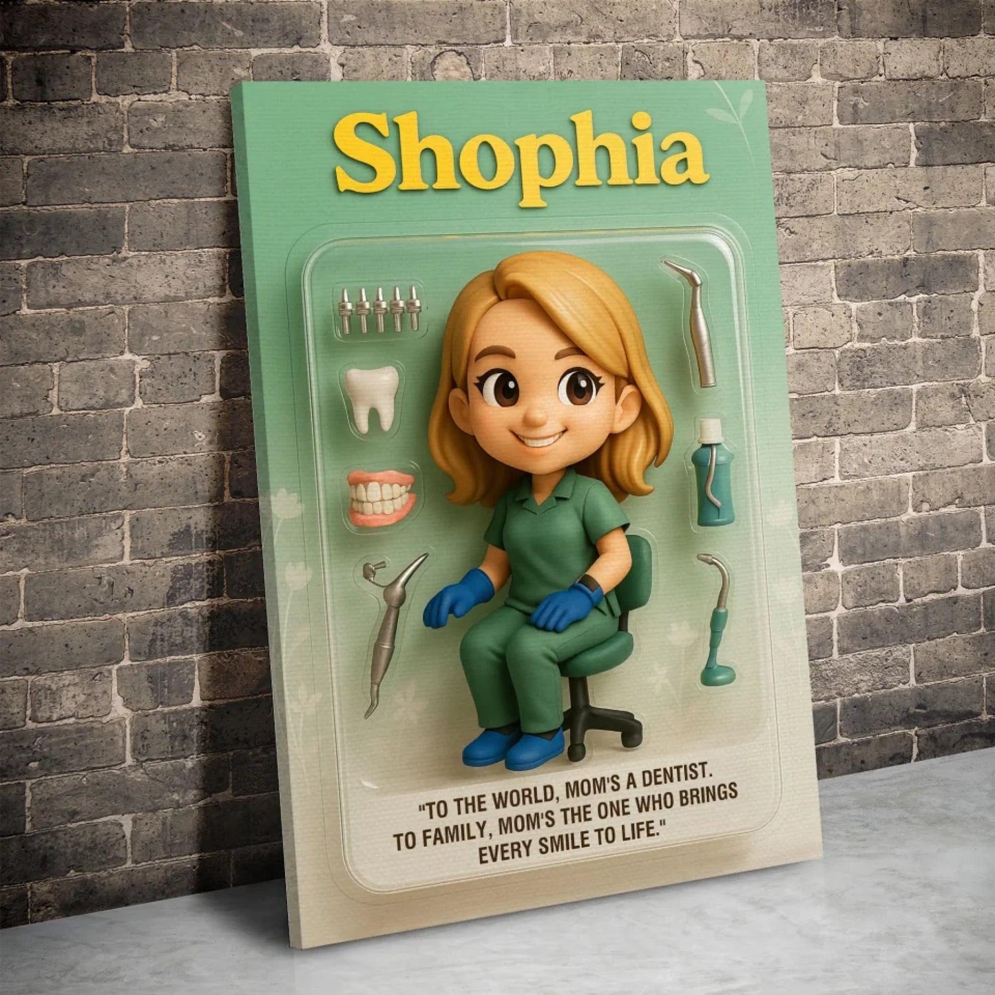 Mother’s Day Gift for Dentist Mom - Custom Chibi Photo & Name – Personalized Wall Art - Custom Choo