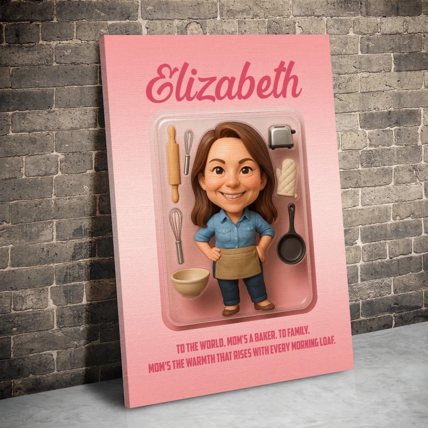 Mother’s Day Gift for Baker Mom - Custom Chibi Photo & Name – Personalized Wall Art - Custom Choo