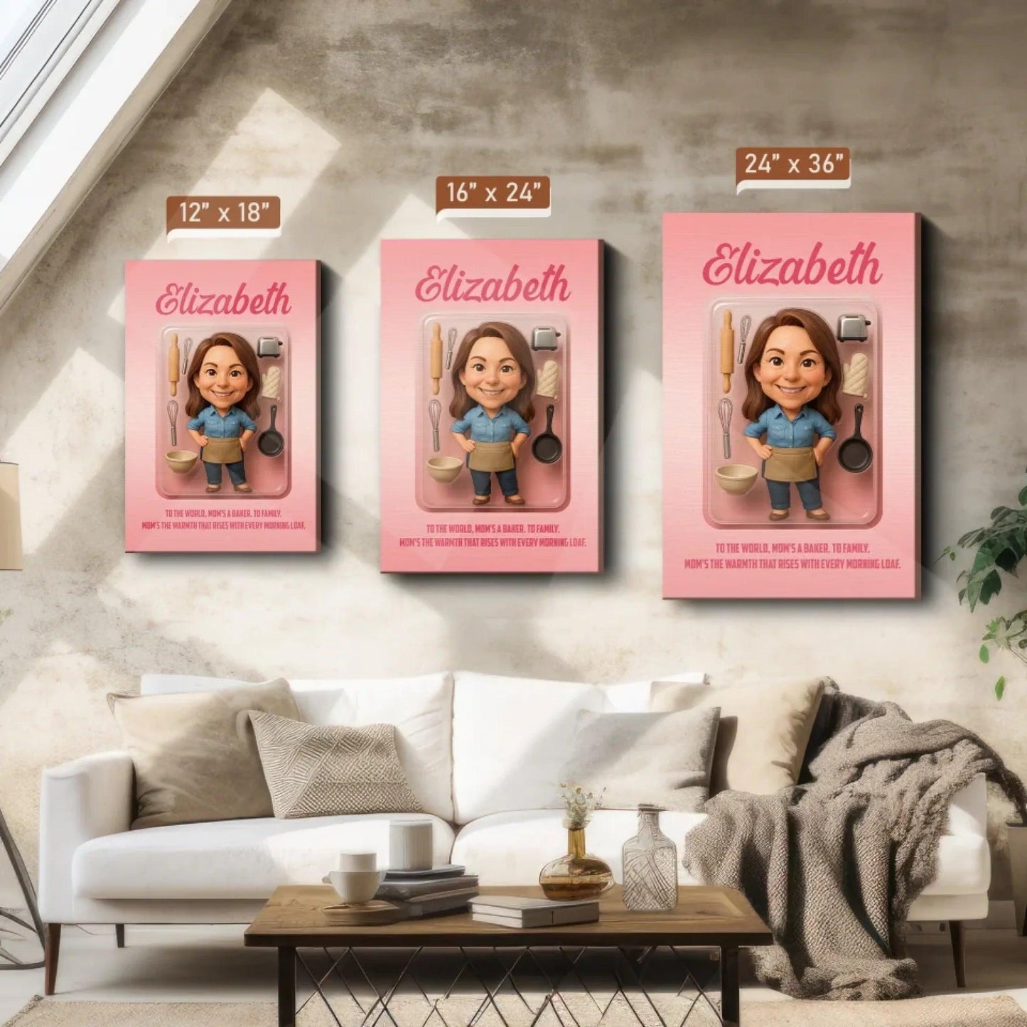 Mother’s Day Gift for Baker Mom - Custom Chibi Photo & Name – Personalized Wall Art - Custom Choo