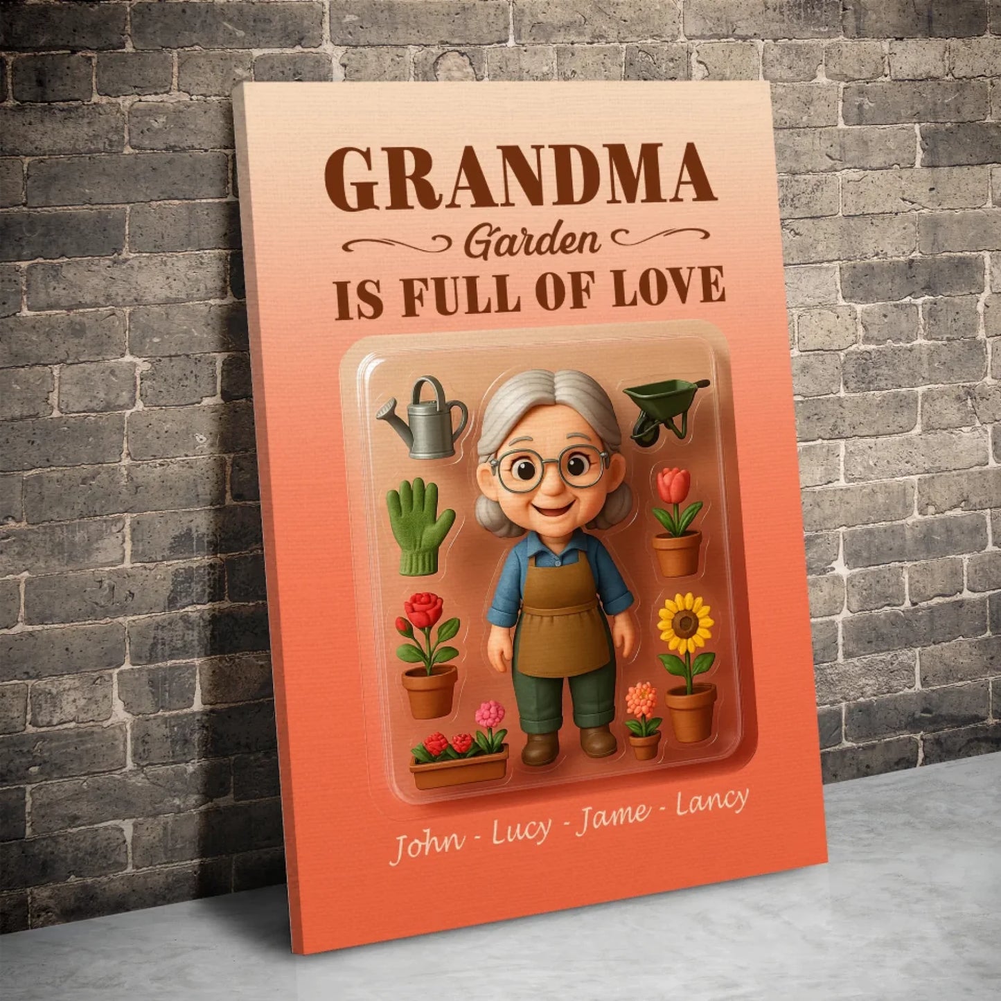 Mother’s Day Gift for Grandma Garden - Custom Chibi Photo & Name – Personalized Wall Art - Custom Choo