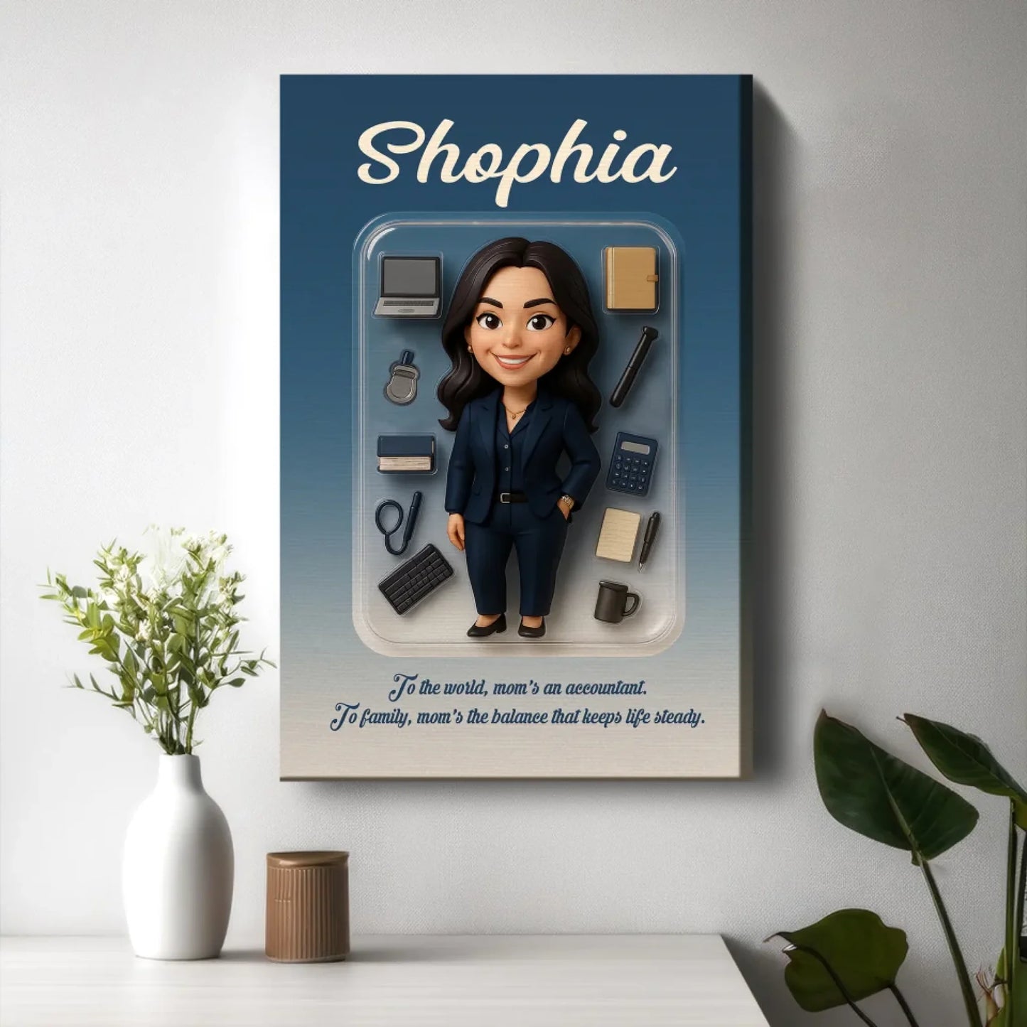 Mother’s Day Gift for Accountant Mom - Custom Chibi Photo & Name – Personalized Wall Art - Custom Choo