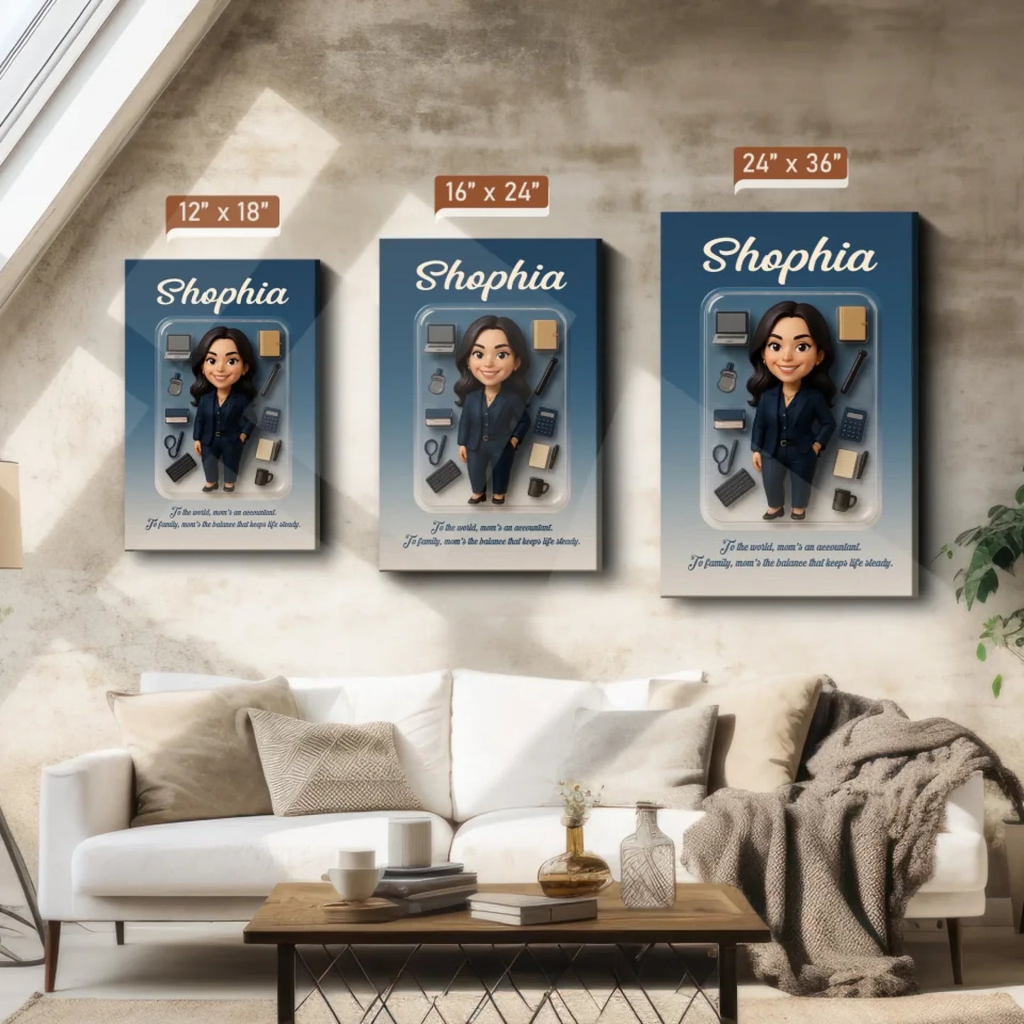 Mother’s Day Gift for Accountant Mom - Custom Chibi Photo & Name – Personalized Wall Art - Custom Choo