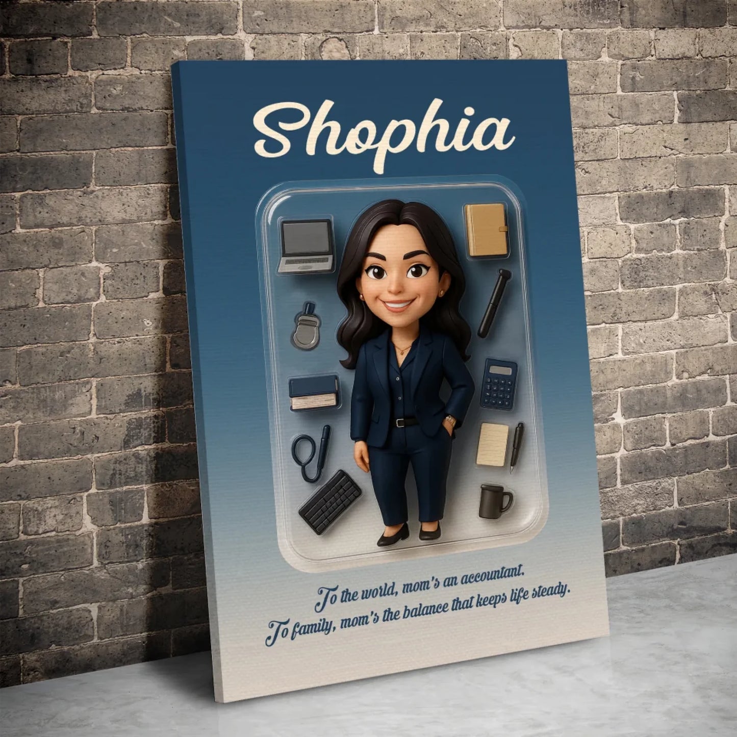 Mother’s Day Gift for Accountant Mom - Custom Chibi Photo & Name – Personalized Wall Art - Custom Choo