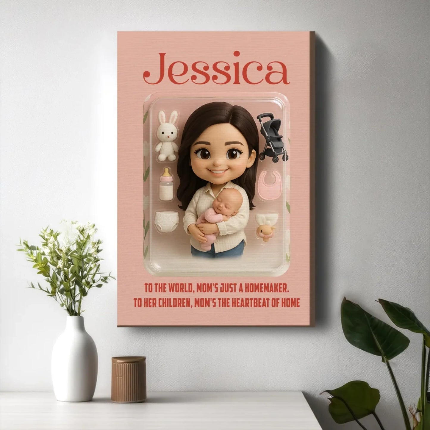 Mother’s Day Gift for New Mom - Custom Chibi Photo & Name – Personalized Wall Art - Custom Choo