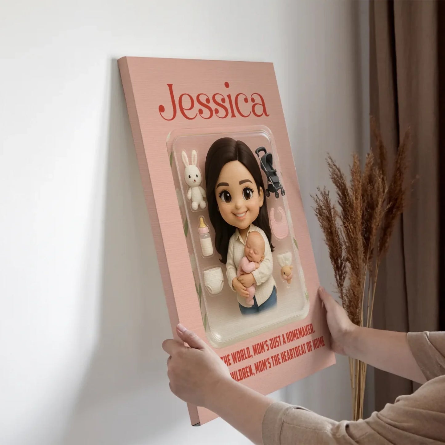 Mother’s Day Gift for New Mom - Custom Chibi Photo & Name – Personalized Wall Art - Custom Choo