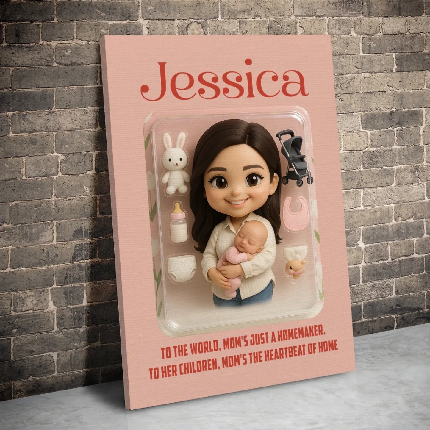 Mother’s Day Gift for New Mom - Custom Chibi Photo & Name – Personalized Wall Art - Custom Choo
