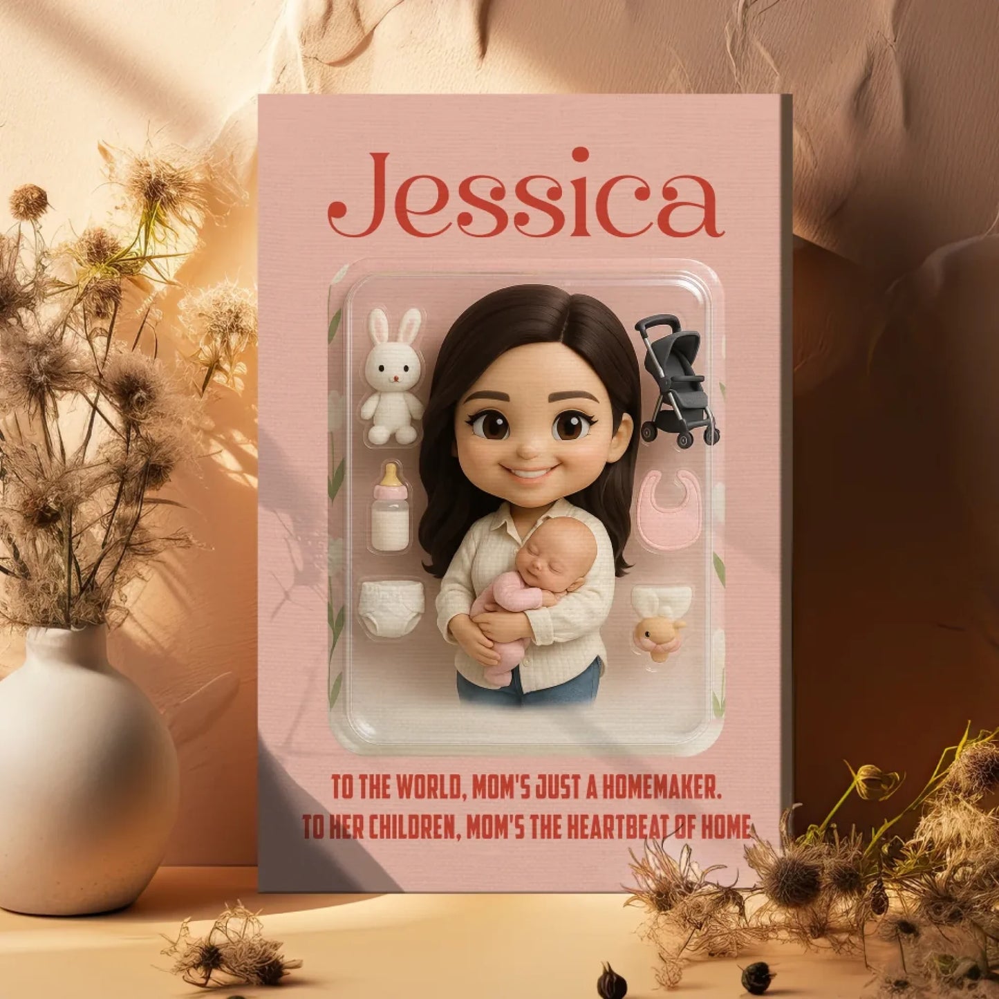Mother’s Day Gift for New Mom - Custom Chibi Photo & Name – Personalized Wall Art - Custom Choo