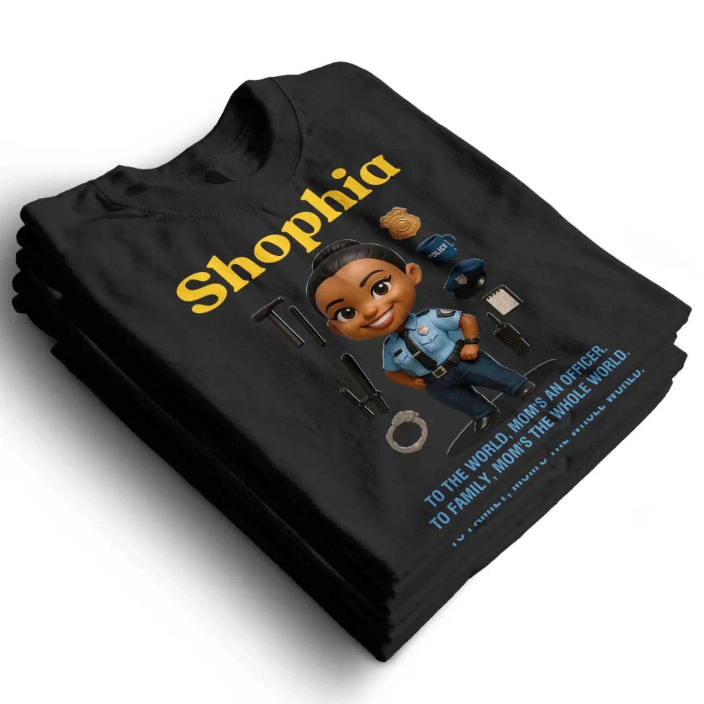 Custom Chibi Mom Shirt, Personalized Mother's Day Gift, Mom's A Police Mom Unique Gift for Her, Custom Name - Custom Choo