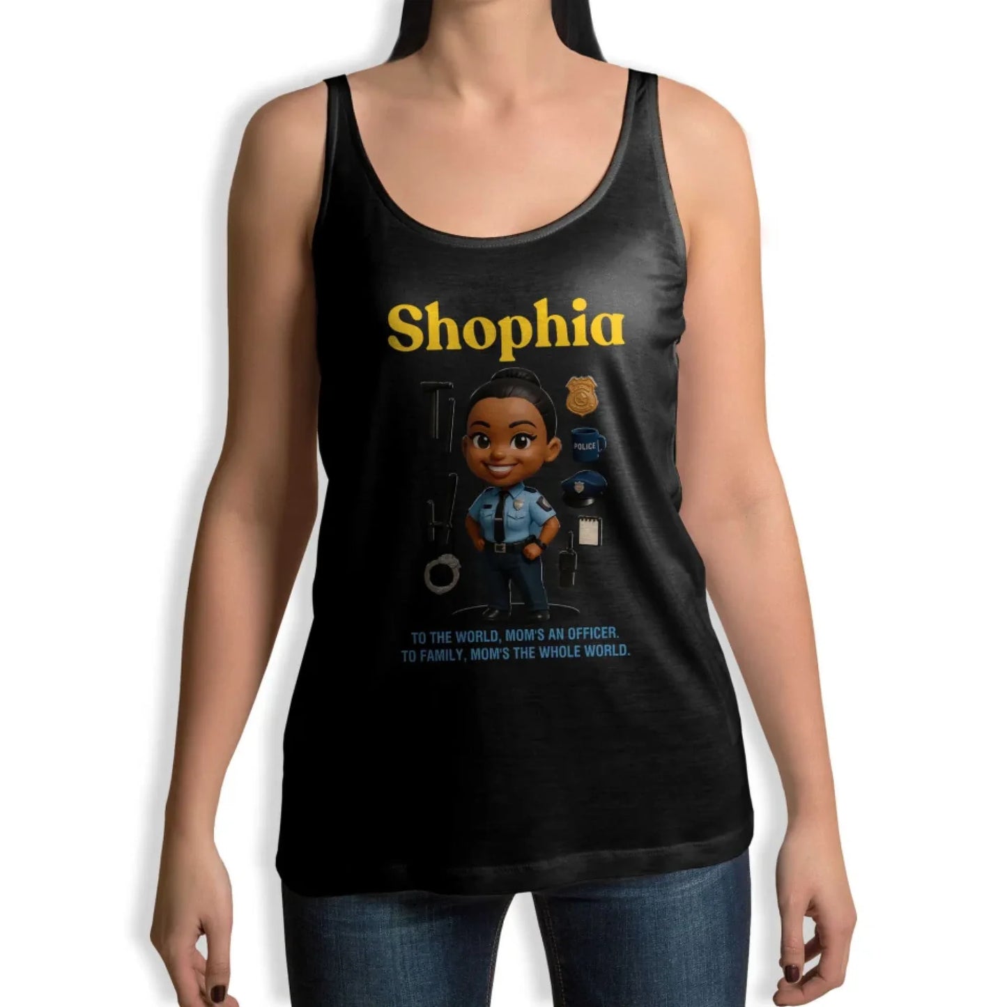 Custom Chibi Mom Shirt, Personalized Mother's Day Gift, Mom's A Police Mom Unique Gift for Her, Custom Name - Custom Choo