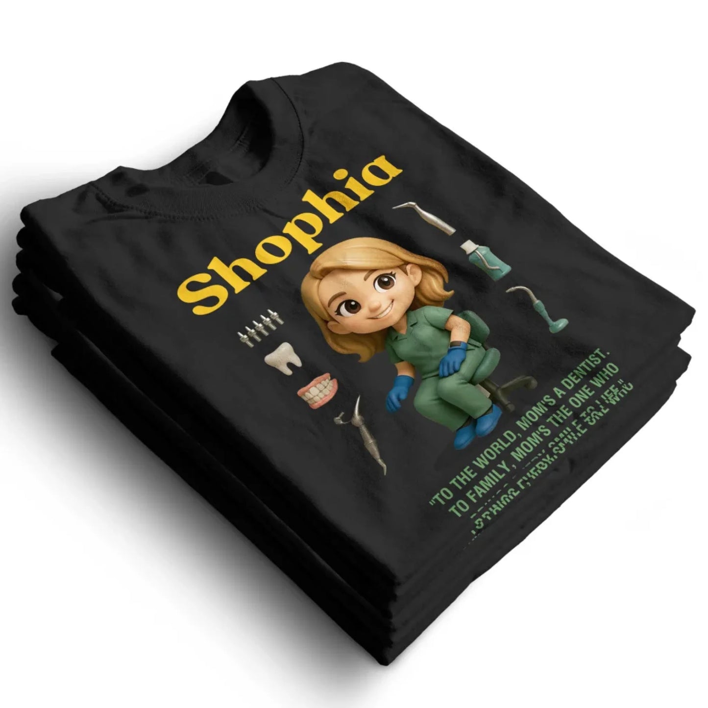 Custom Chibi Mom Shirt, Personalized Mother's Day Gift, Mom's A Dentist Mom Unique Gift for Her, Custom Name - Custom Choo
