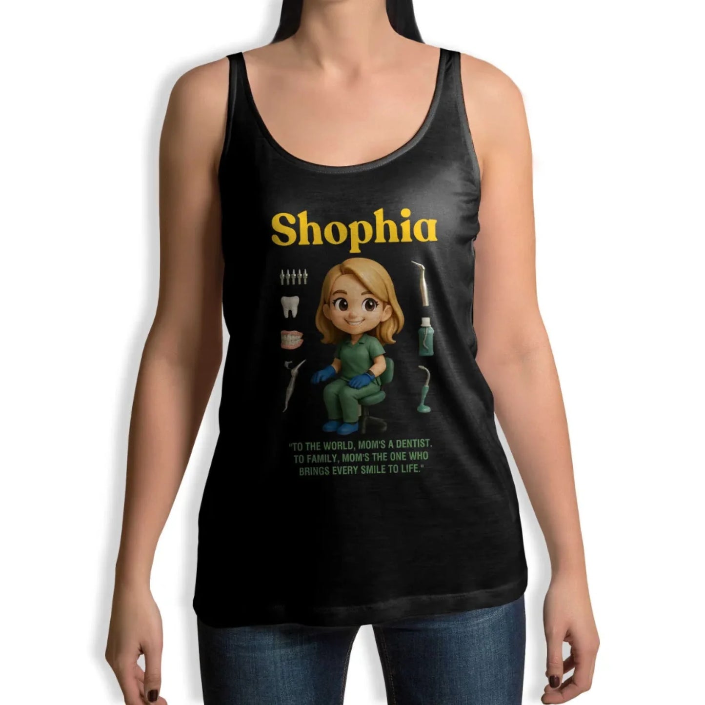 Custom Chibi Mom Shirt, Personalized Mother's Day Gift, Mom's A Dentist Mom Unique Gift for Her, Custom Name - Custom Choo