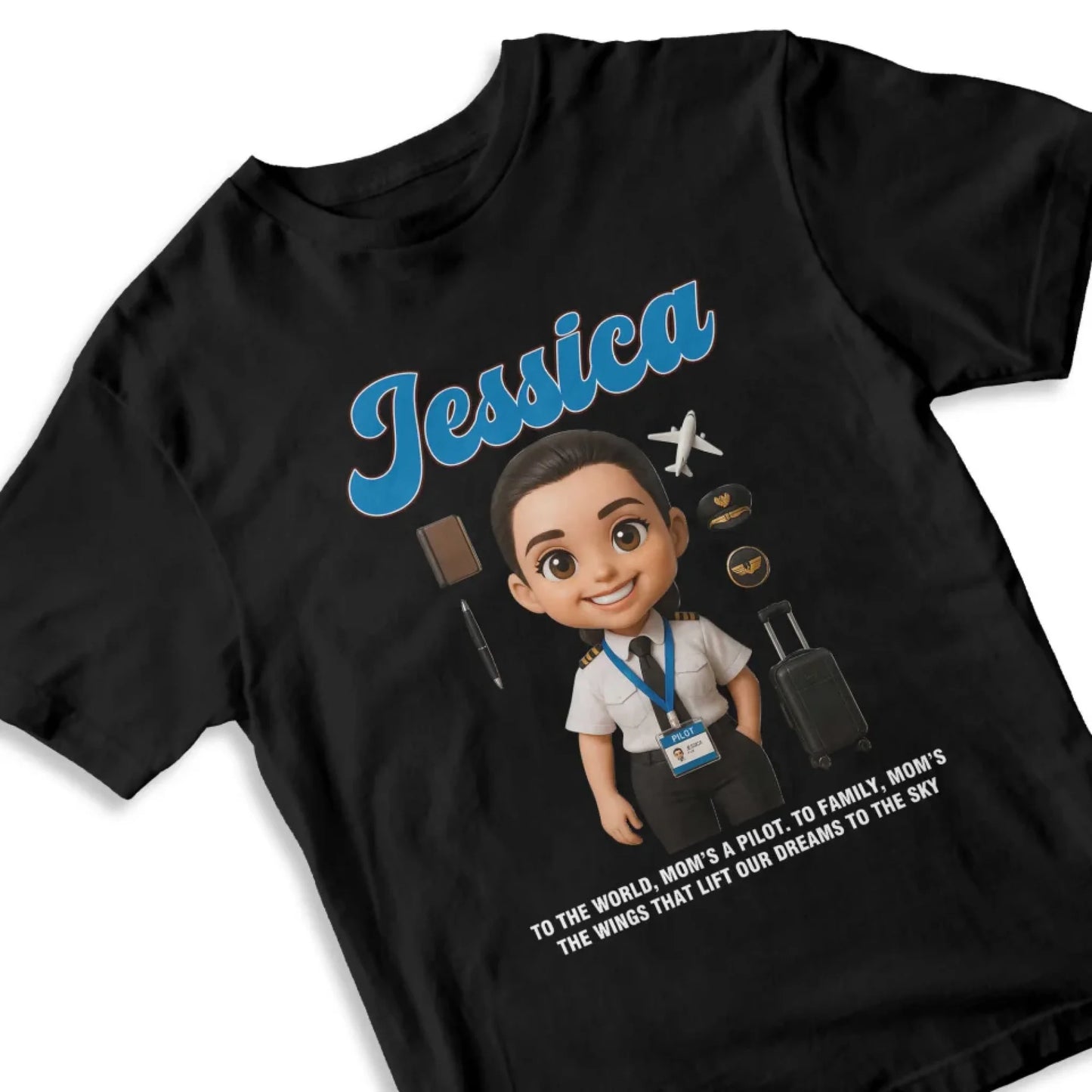 Custom Chibi Mom Shirt, Personalized Mother's Day Gift, Mom's A Pilot Mom Unique Gift for Her, Custom Name - Custom Choo