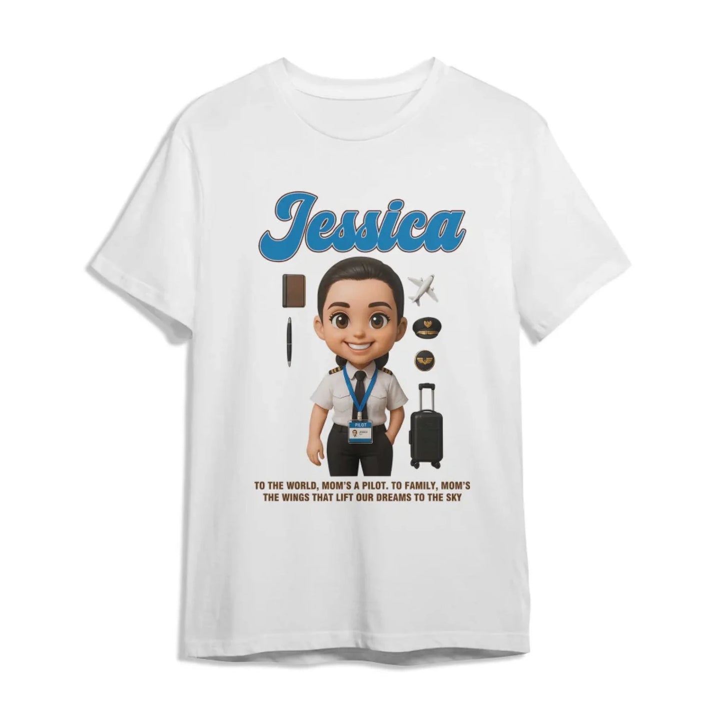 Custom Chibi Mom Shirt, Personalized Mother's Day Gift, Mom's A Pilot Mom Unique Gift for Her, Custom Name - Custom Choo