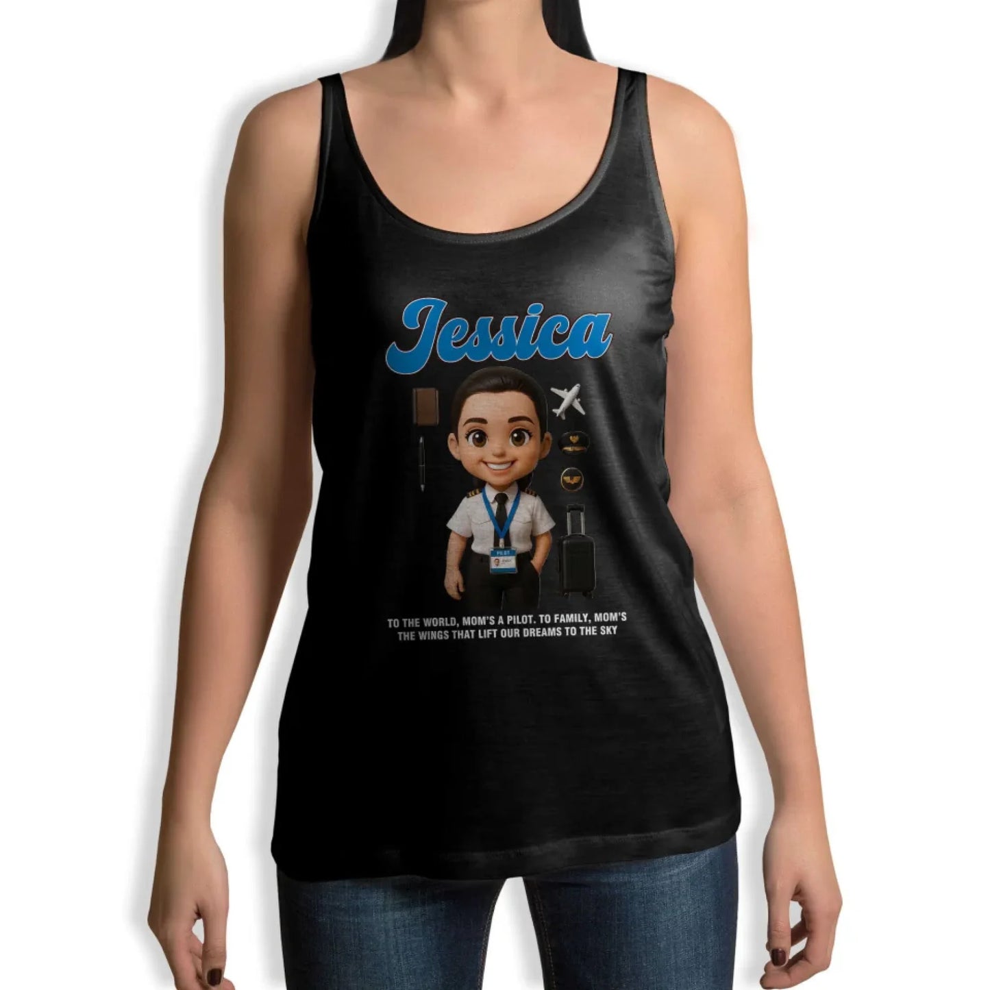 Custom Chibi Mom Shirt, Personalized Mother's Day Gift, Mom's A Pilot Mom Unique Gift for Her, Custom Name - Custom Choo